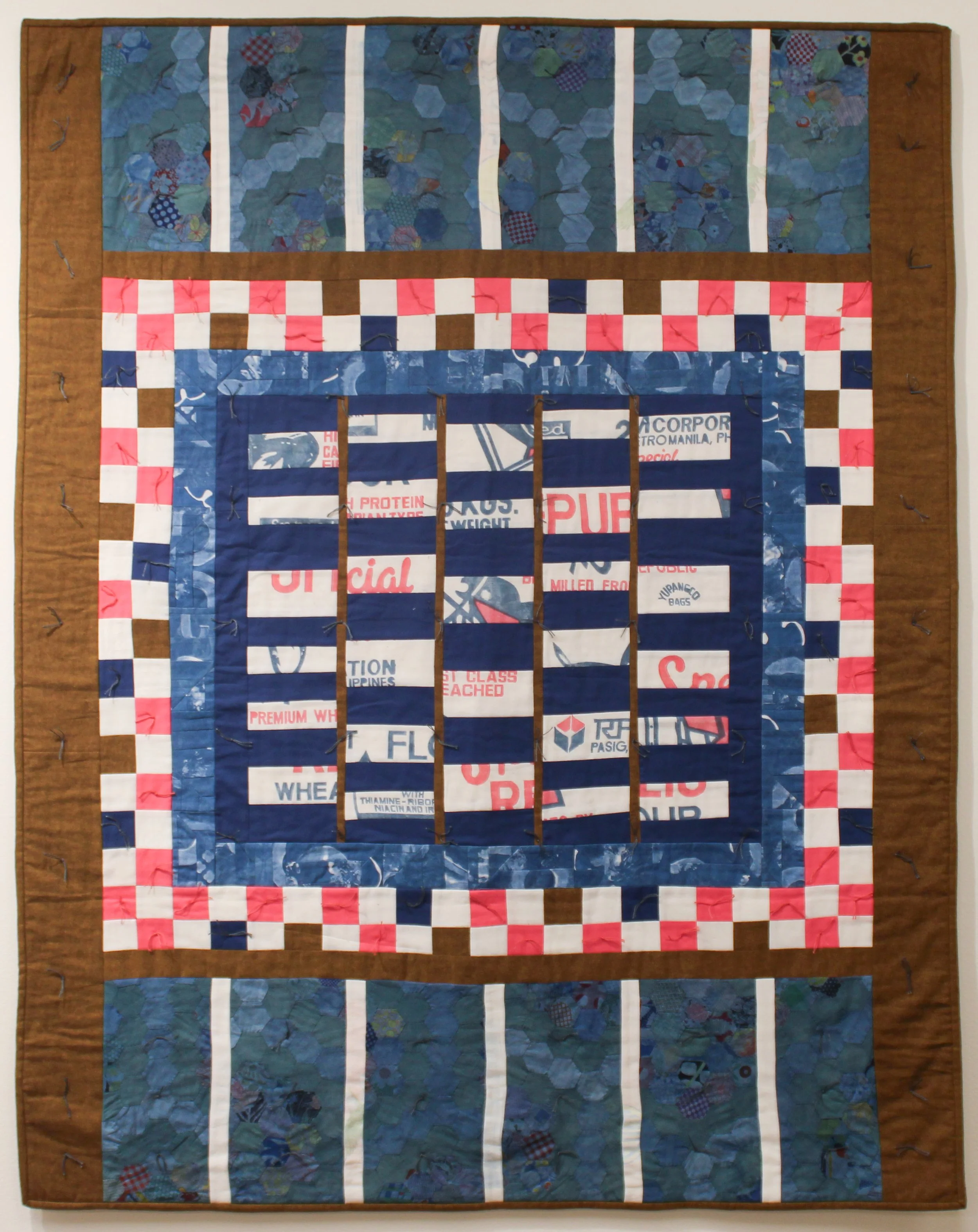 "Hayloft" - Elizabeth Richards; Cotton, flour sack and indigo dyed vintage quilt fabric; Hand-tied; $450