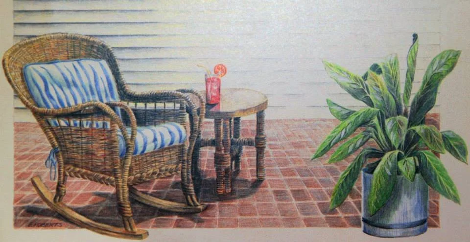 colored pencil summer porch