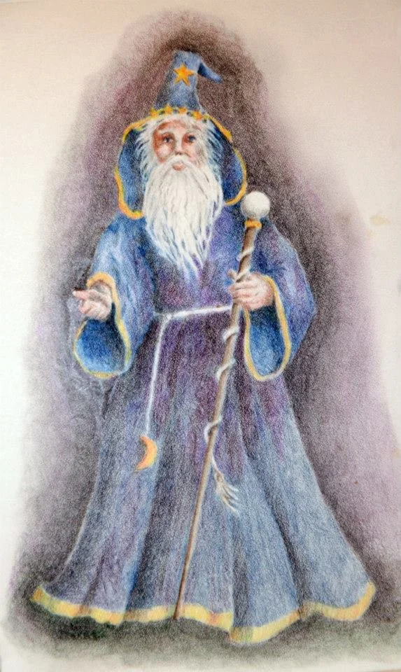 illustration - colored pencil wizard