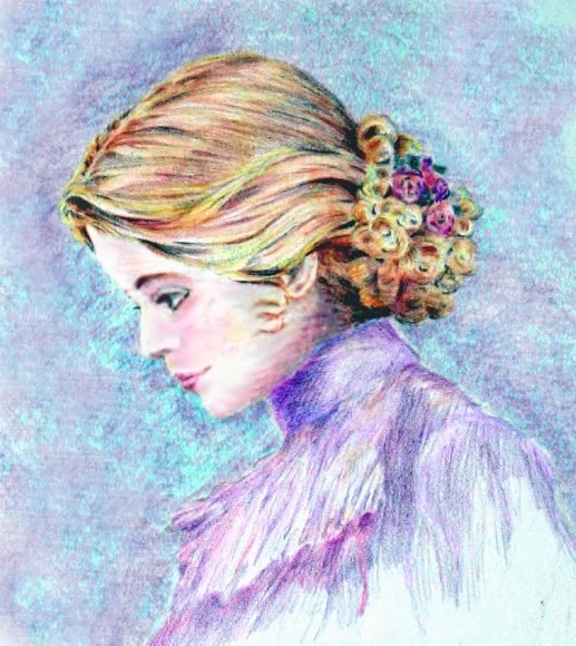 colored pencil of youngest daughter - Martha