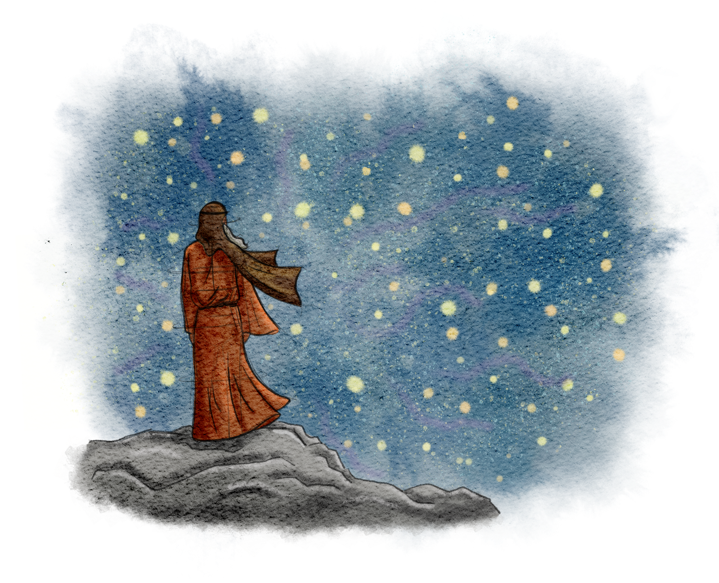 The Burns Creative, 40 Acts of Scripture, Watercolor, Bible Illustration, Scripture, Promise to Abraham, Abraham