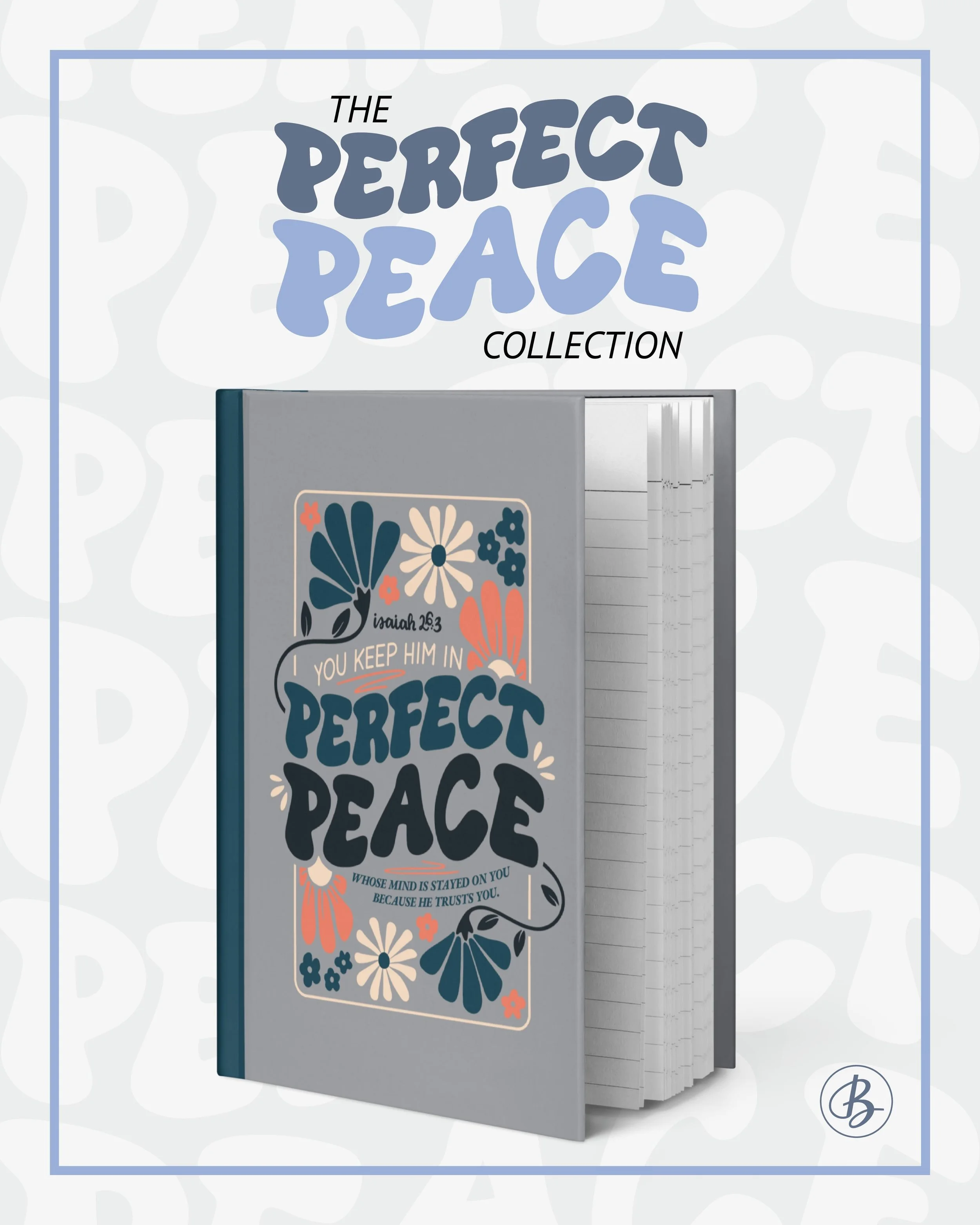 Looking for a Christian journal for Bible study, sermon notes, prayer journaling, or everyday writing?

I designed this journal to be both beautiful and practical, inspired by the promise of Isaiah 26:3 &ldquo;You will keep in perfect peace those who