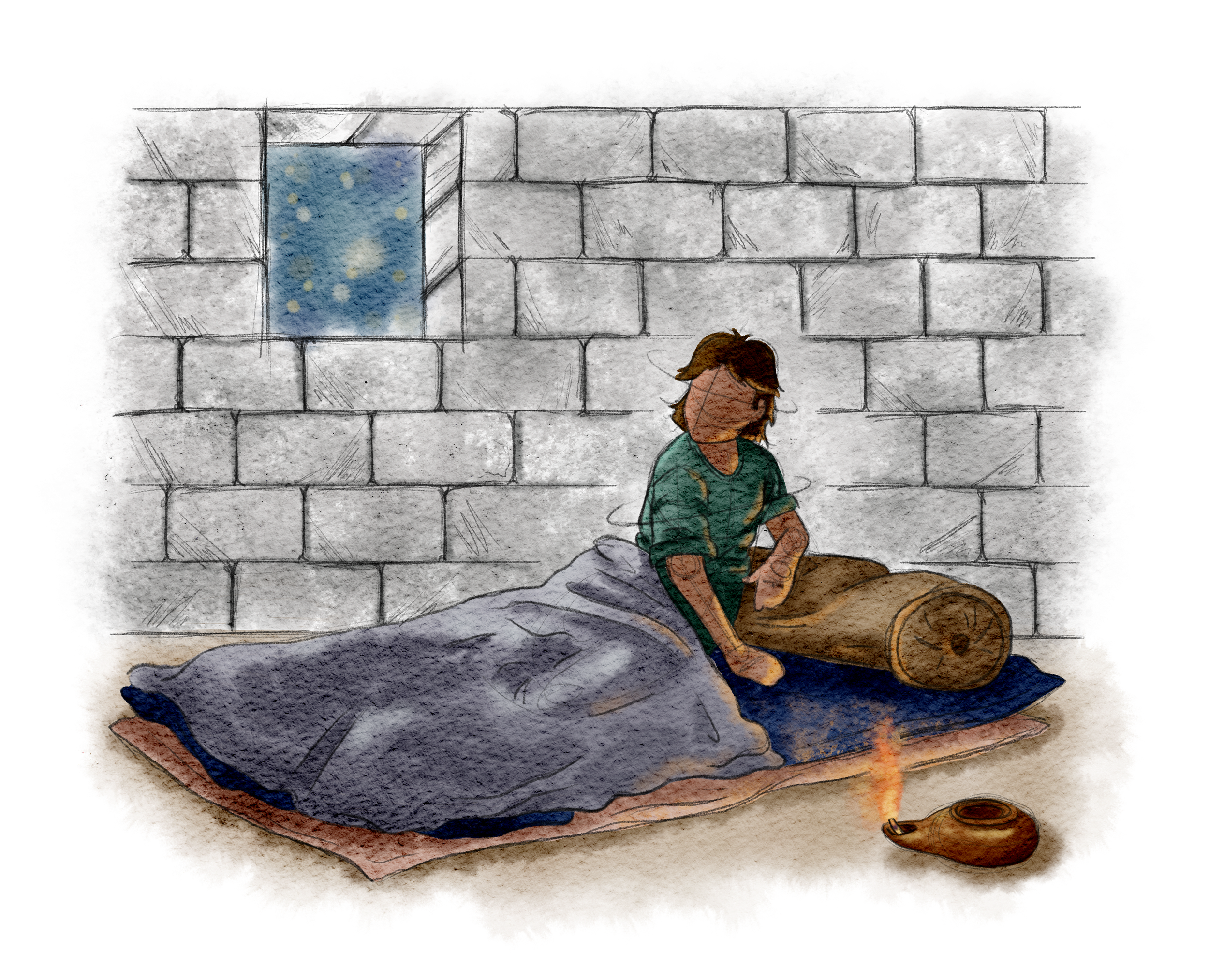 The Burns Creative, 40 Acts of Scripture, Watercolor, Bible Illustration, Scripture, Samuel, God Calls Samuel