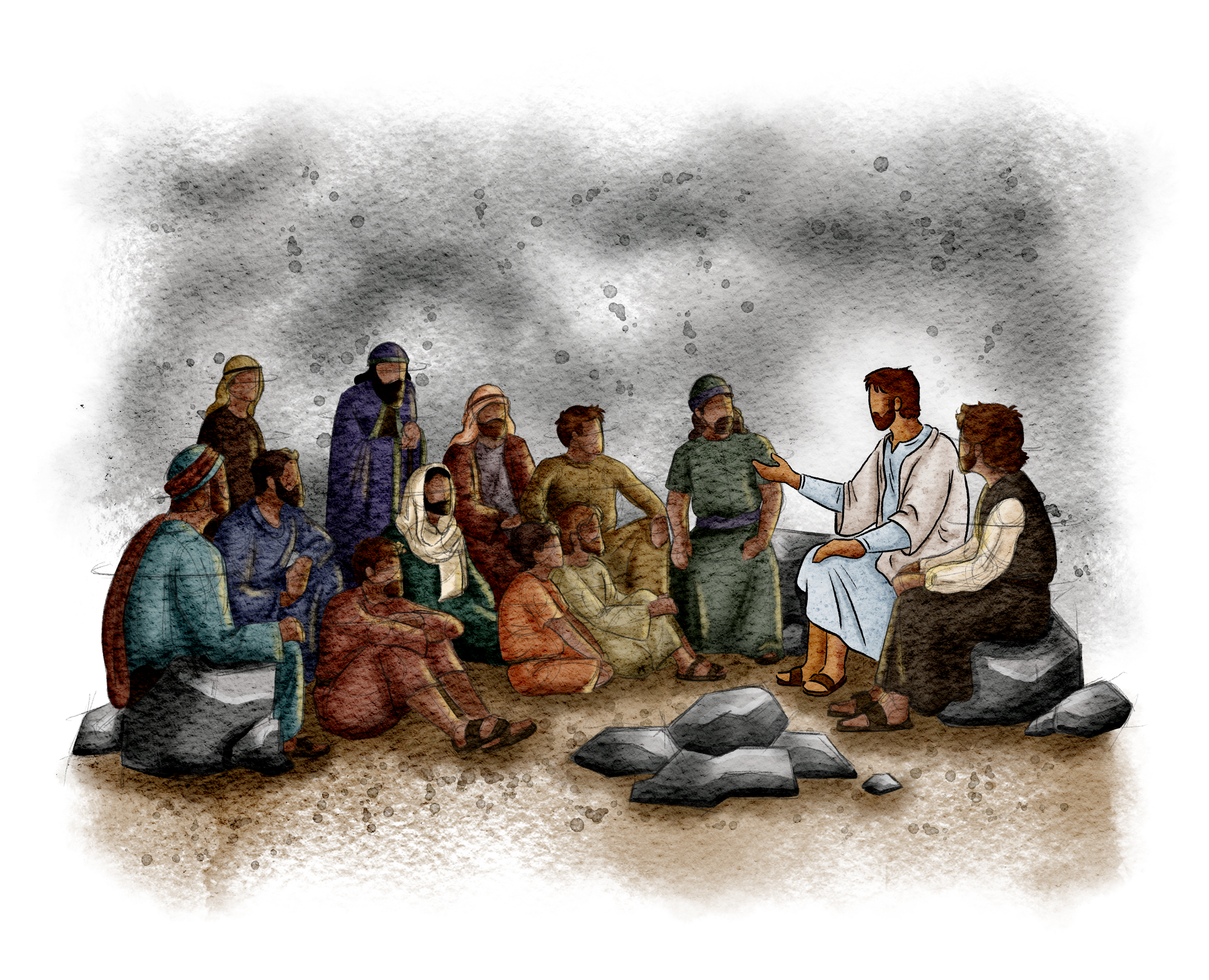 The Burns Creative, 40 Acts of Scripture, Watercolor, Bible Illustration, Scripture, Jesus and His Disciples, 12 Disciples