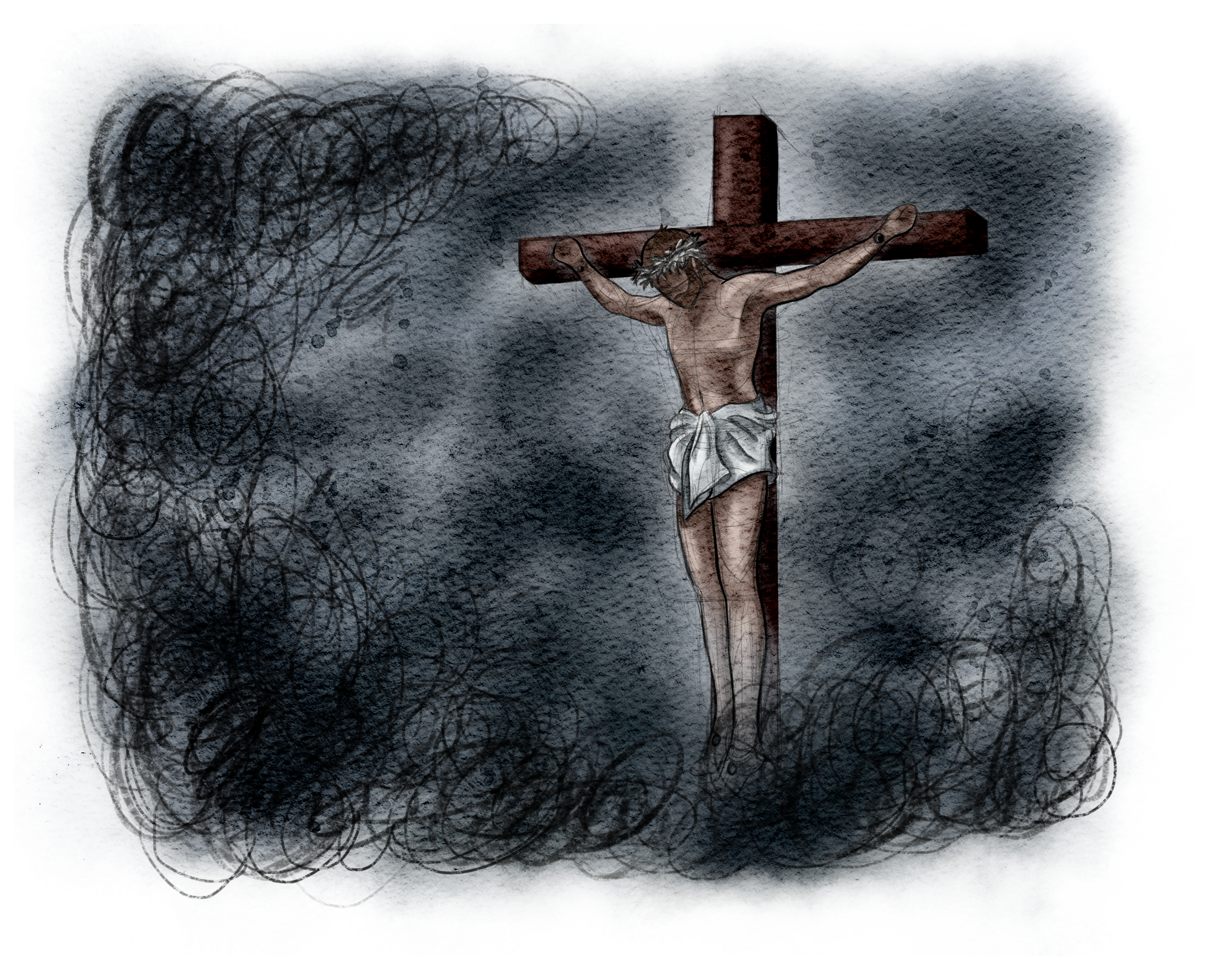 The Burns Creative, 40 Acts of Scripture, Watercolor, Bible Illustration, Scripture, The Crucifixion, Jesus Dies for the World's Sins, Sacrifice