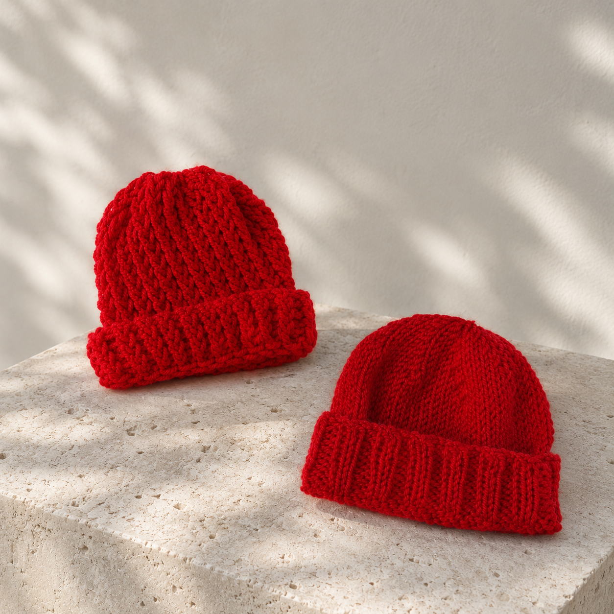 Hand Knit Newborn Beanies - Red