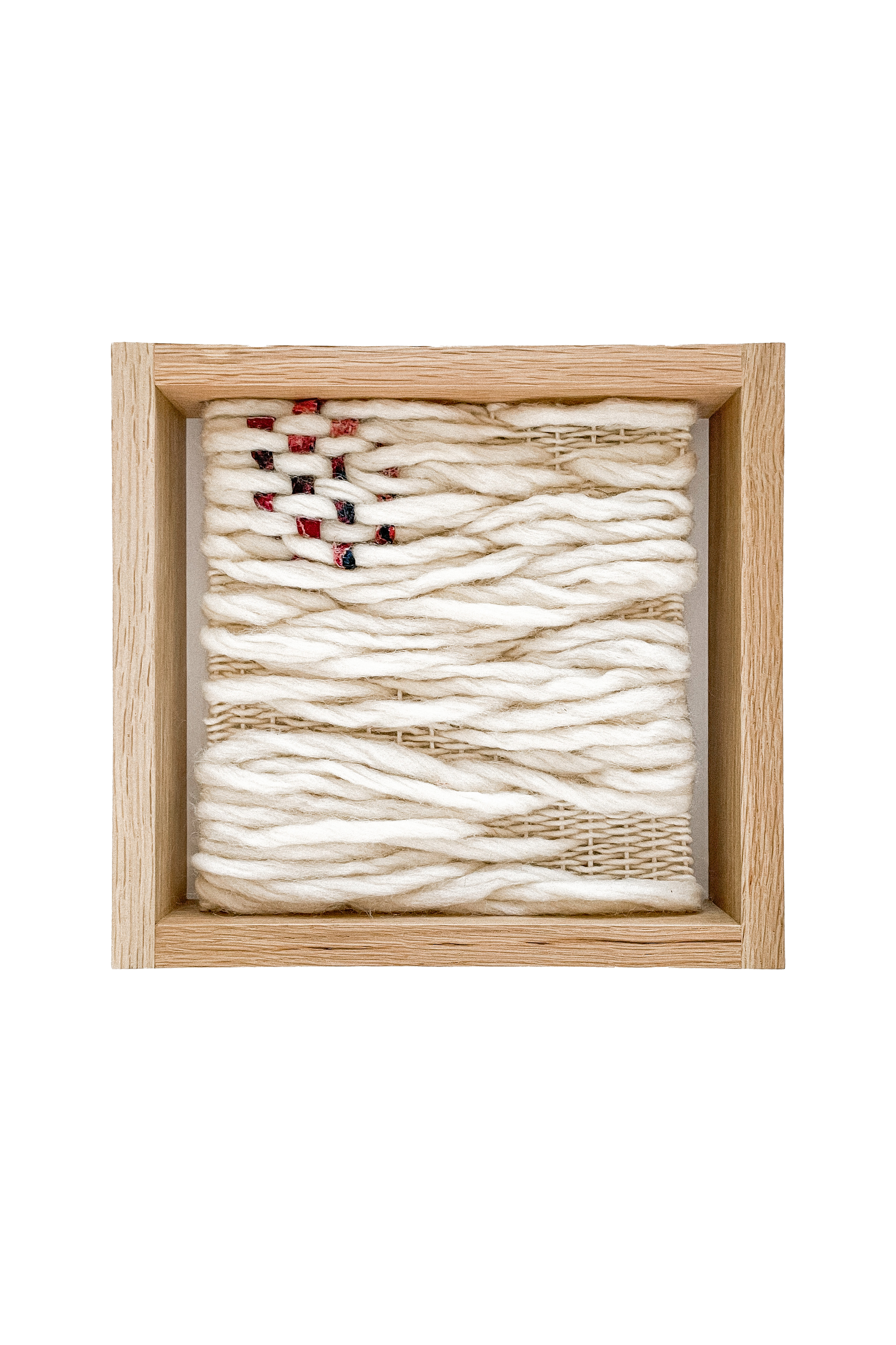 Handwoven white oak framed art collection by FIBROUS natural fibers wool cotton hemp linen