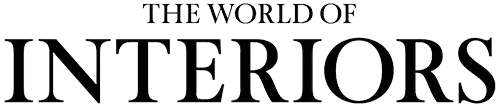 The World of Interiors Logo featuring a series of FIBROUS framed woven art pieces