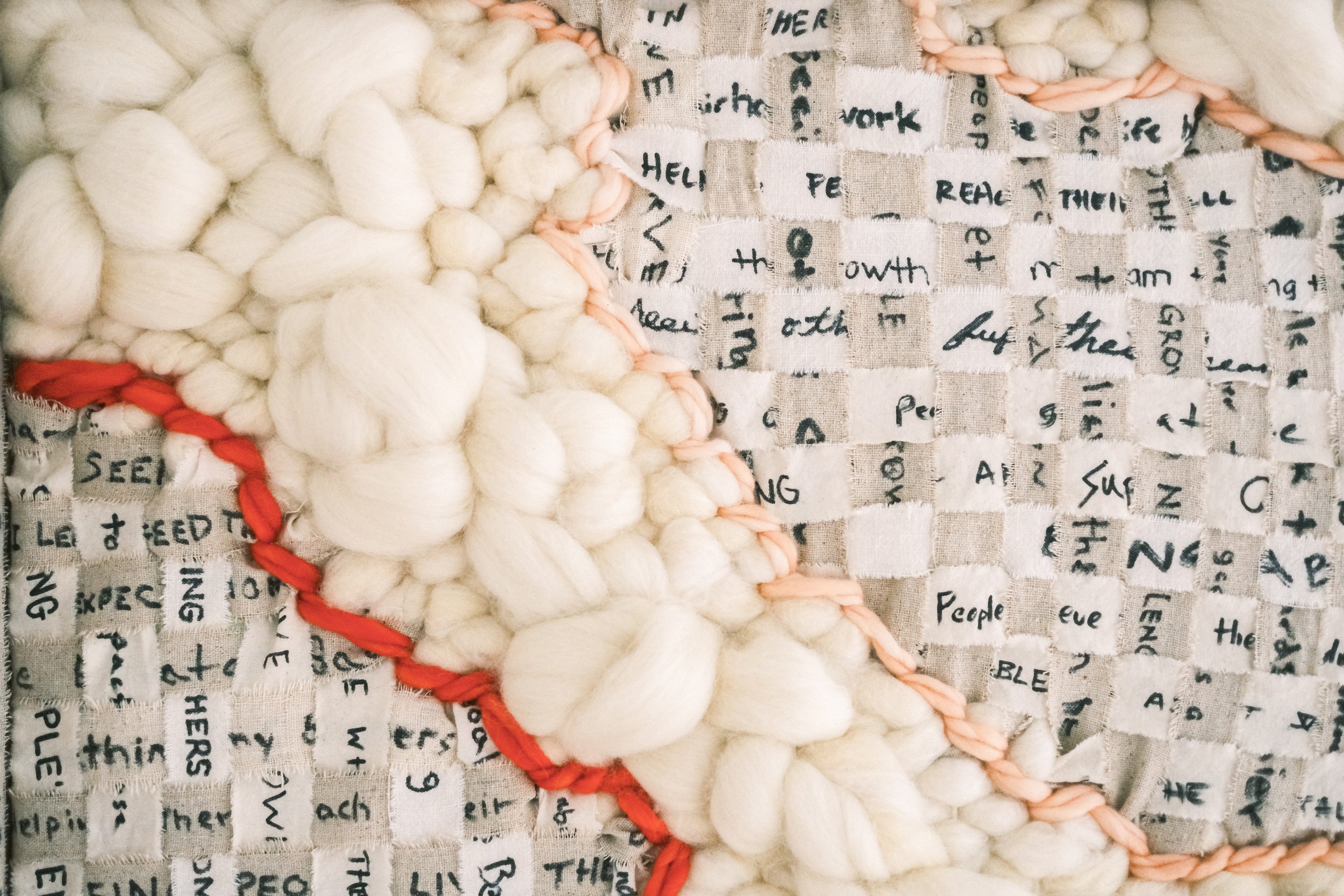 Handwoven wall art custom white oak frames natural fibers small batch live weaving Austin