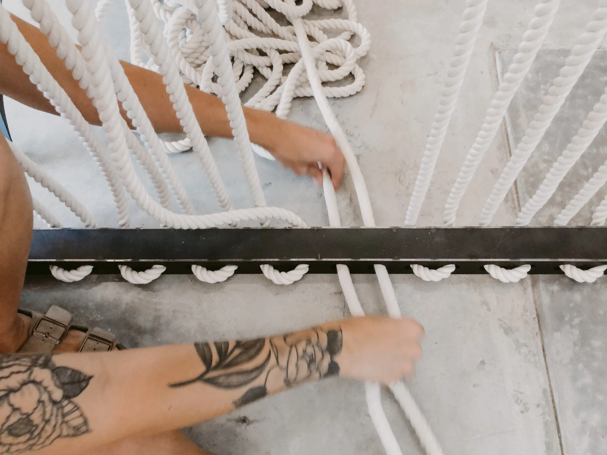 Cotton Rope Wall Office Lobby Room Divider Installation - In Progress by FIBROUS