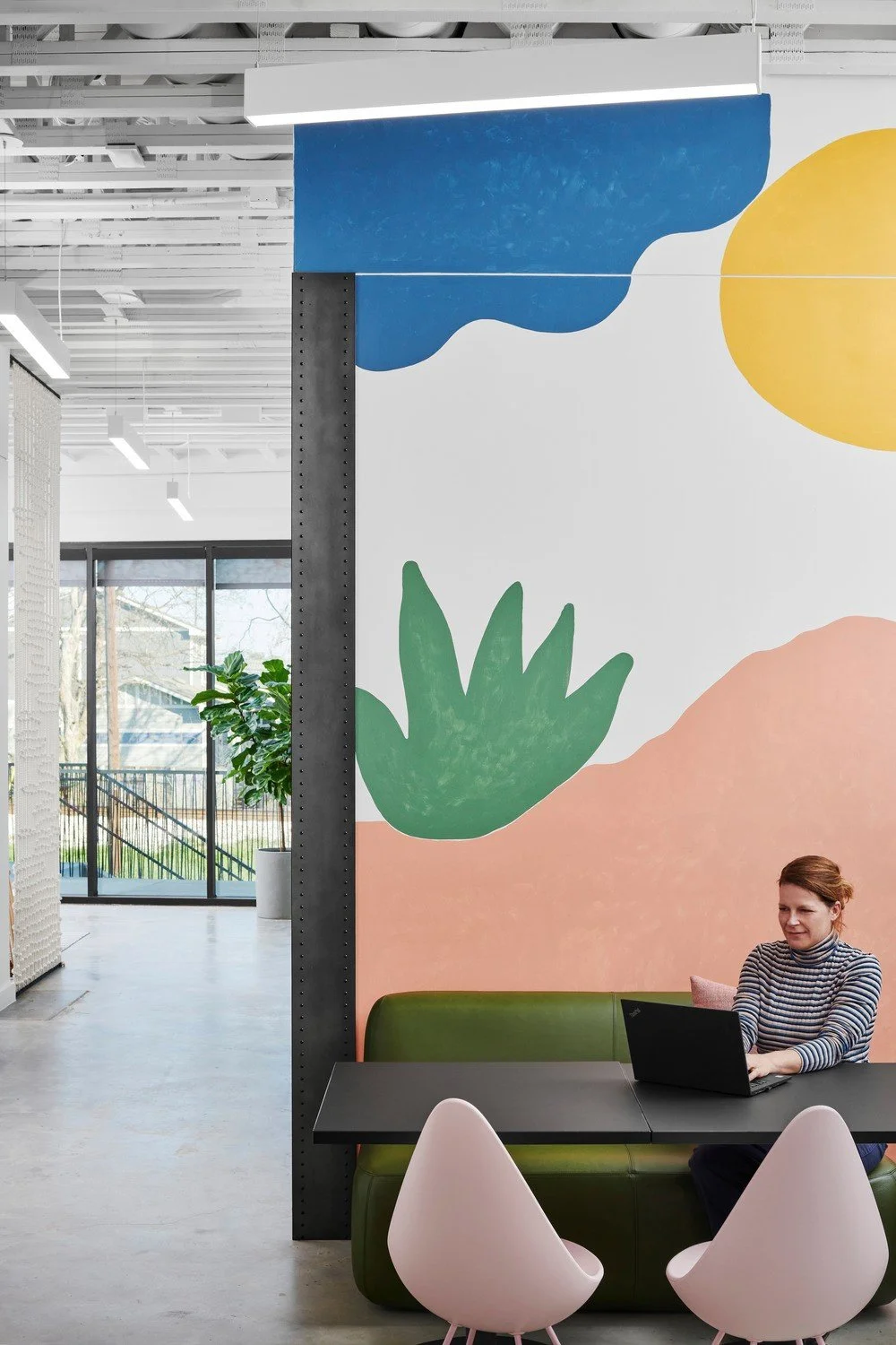 Cotton Rope Wall Office Lobby Room Divider Installation by FIBROUS