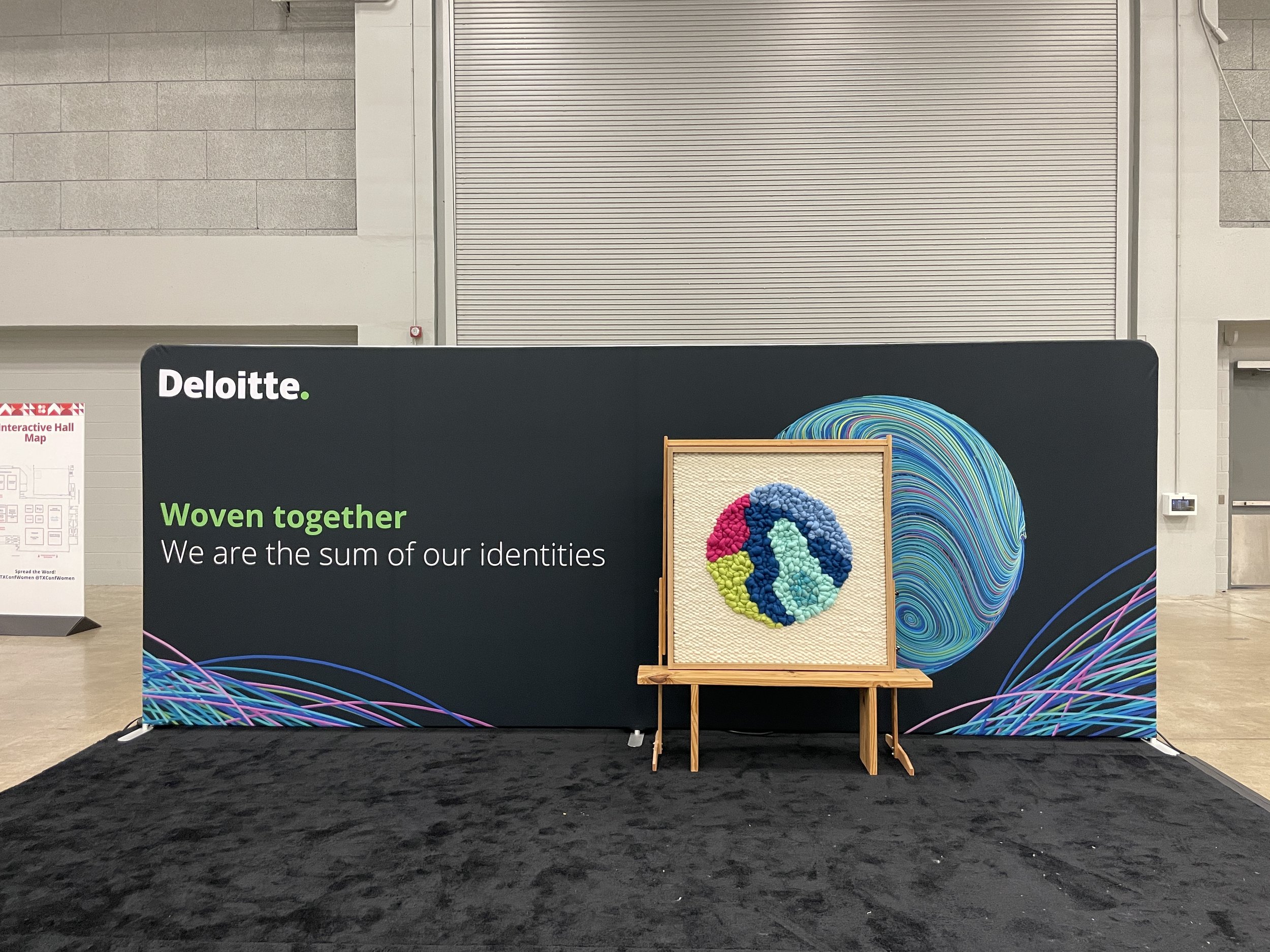 Custom Wooden Framed Weaving by FIBROUS for Deloitte Woven Together at Texas Women's Conference in Austin, TX