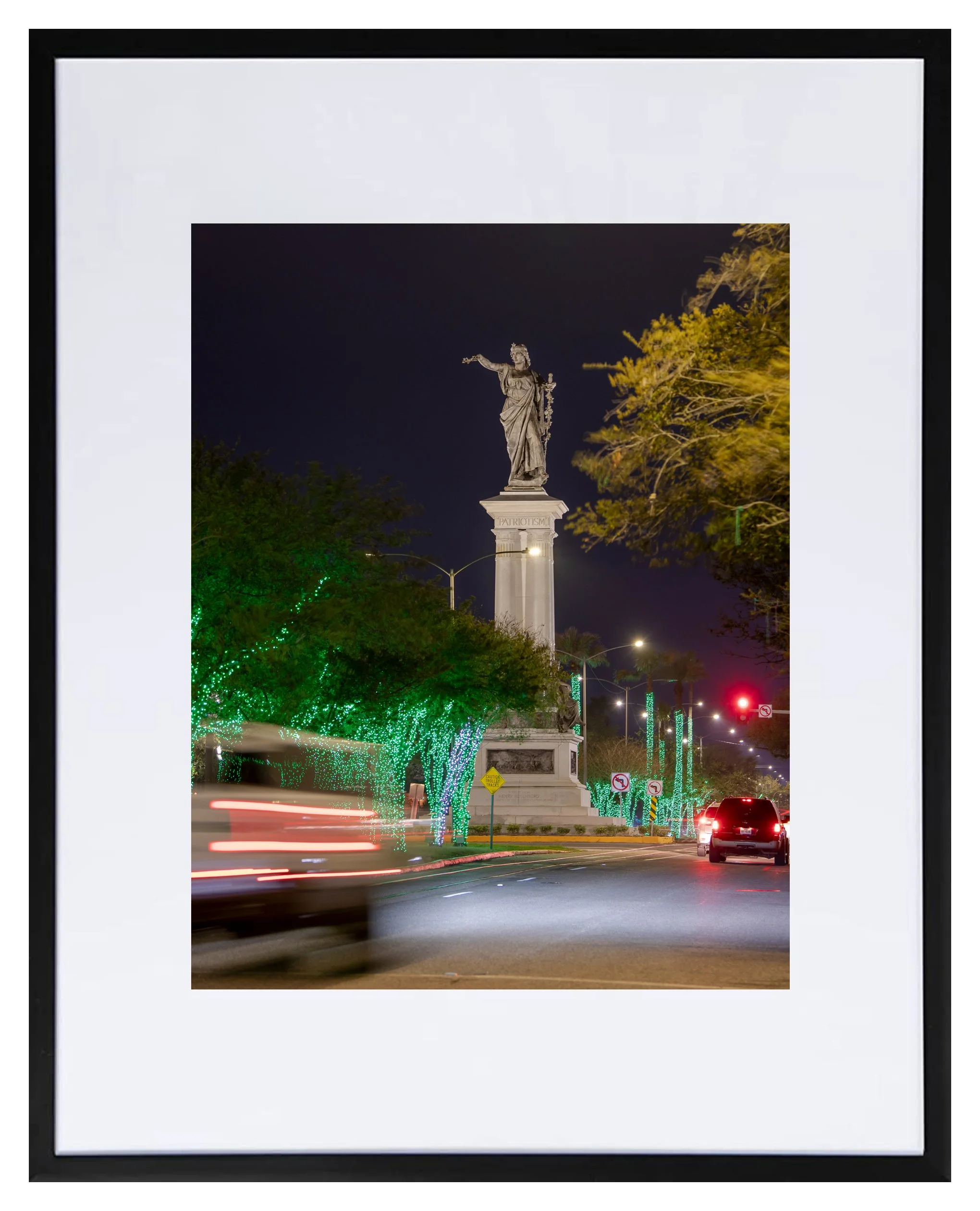 Galveston Island Texas Heroes Monument & 25th St Lights Framed Print - Free Shipping