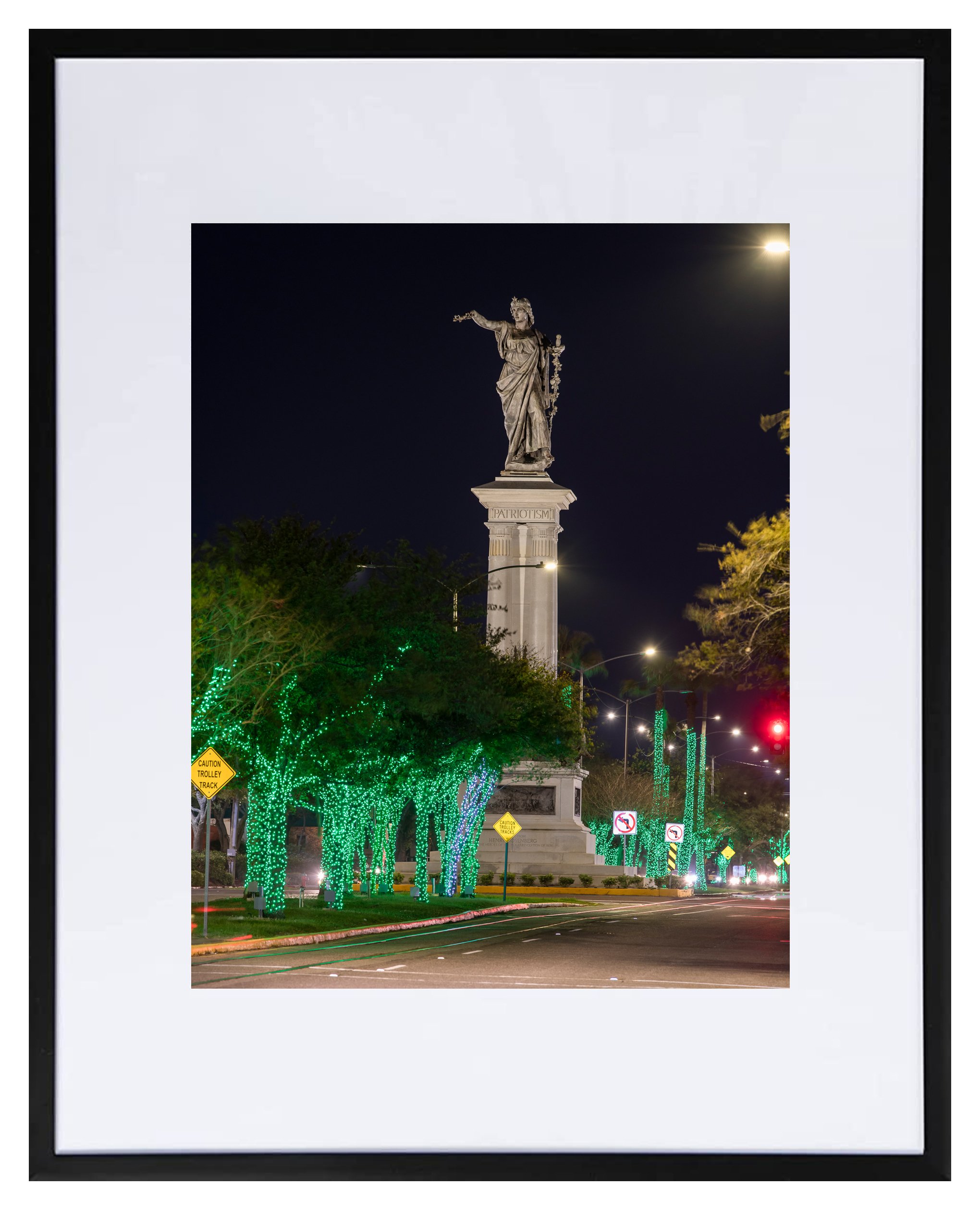 Galveston Island Texas Heroes Monument & 25th St Lights Framed Print - Free Shipping