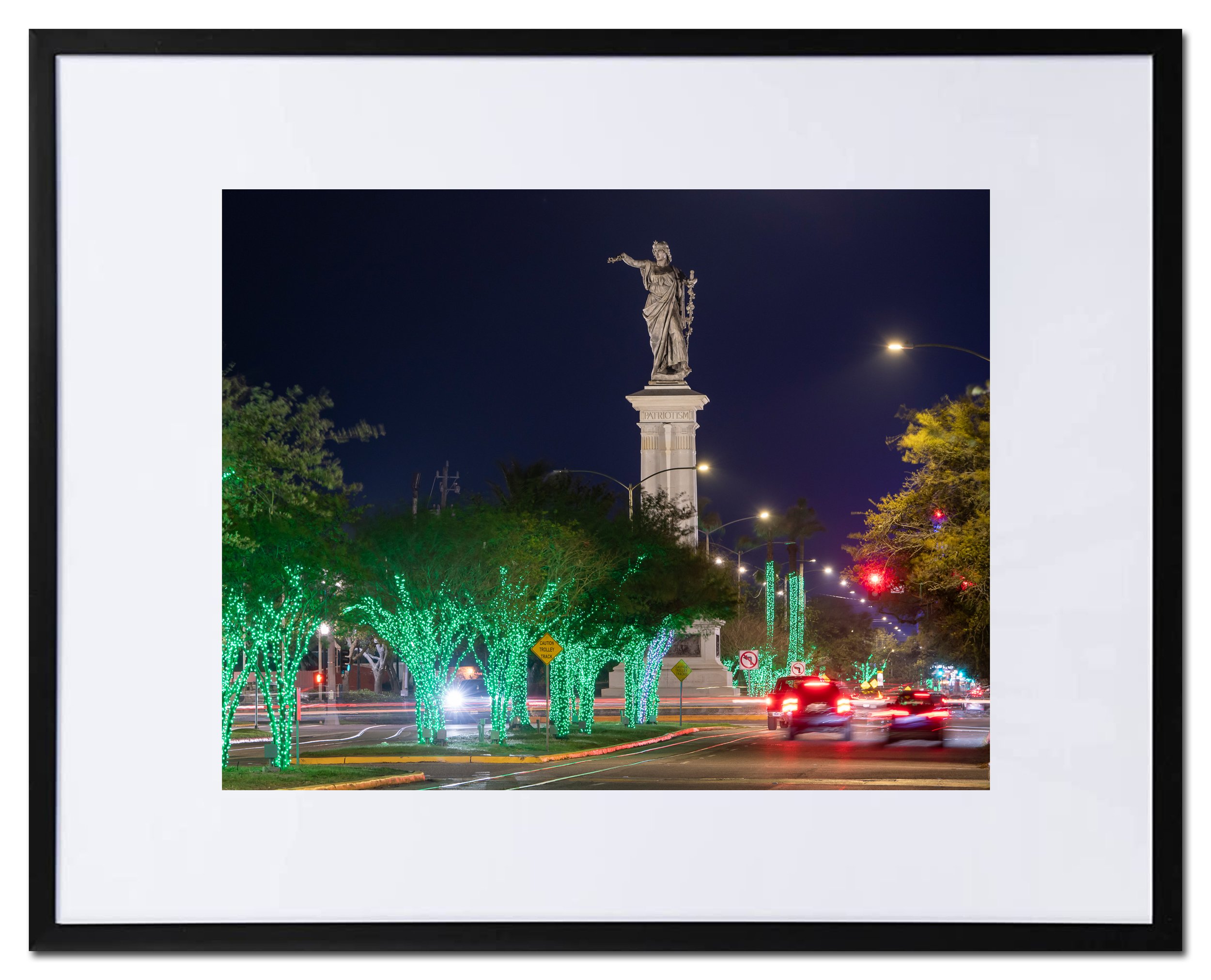 Galveston Island Texas Heroes Monument & 25th St Lights Framed Print - Free Shipping