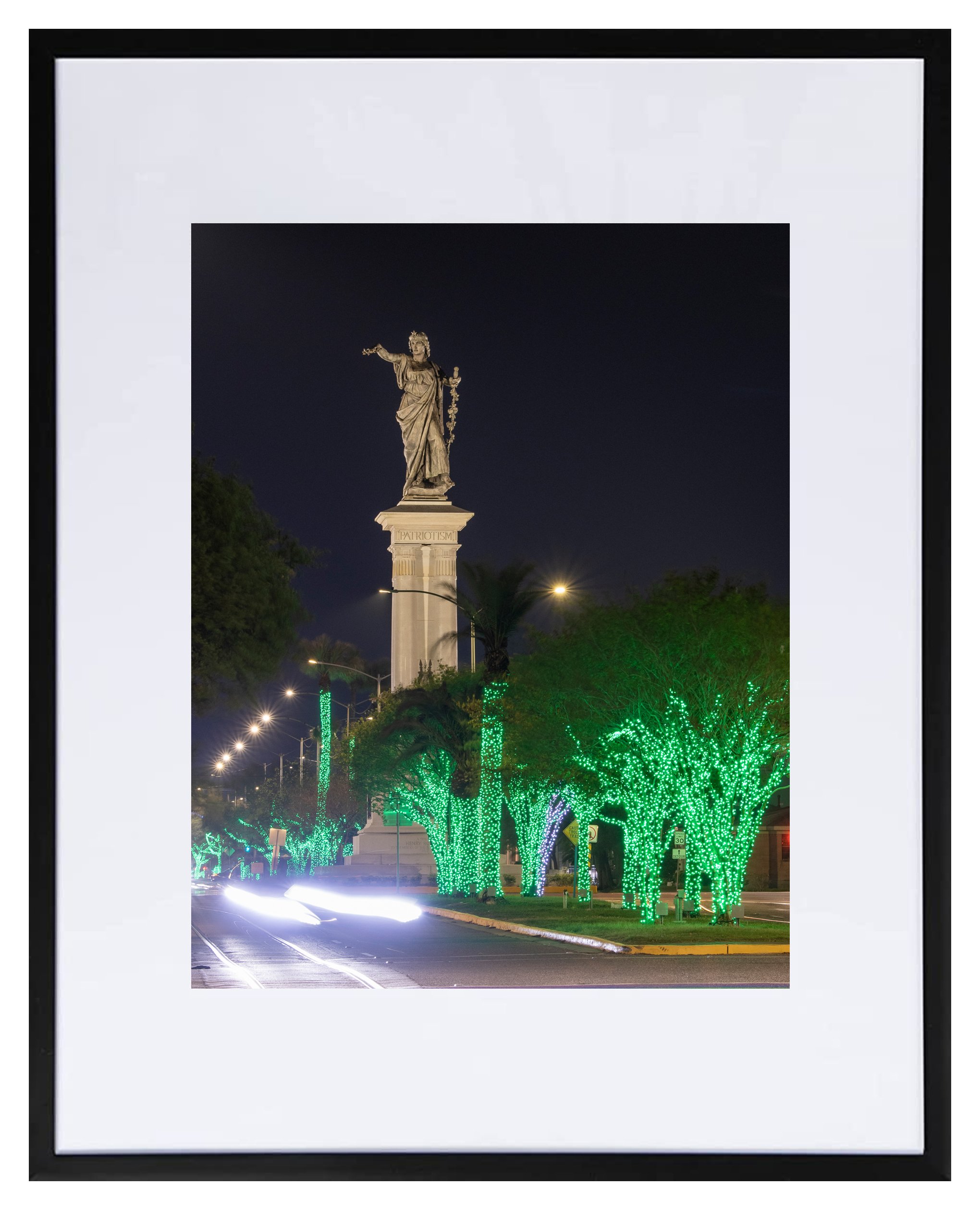 Galveston Island Texas Heroes Monument & 25th St Lights Framed Print - Free Shipping