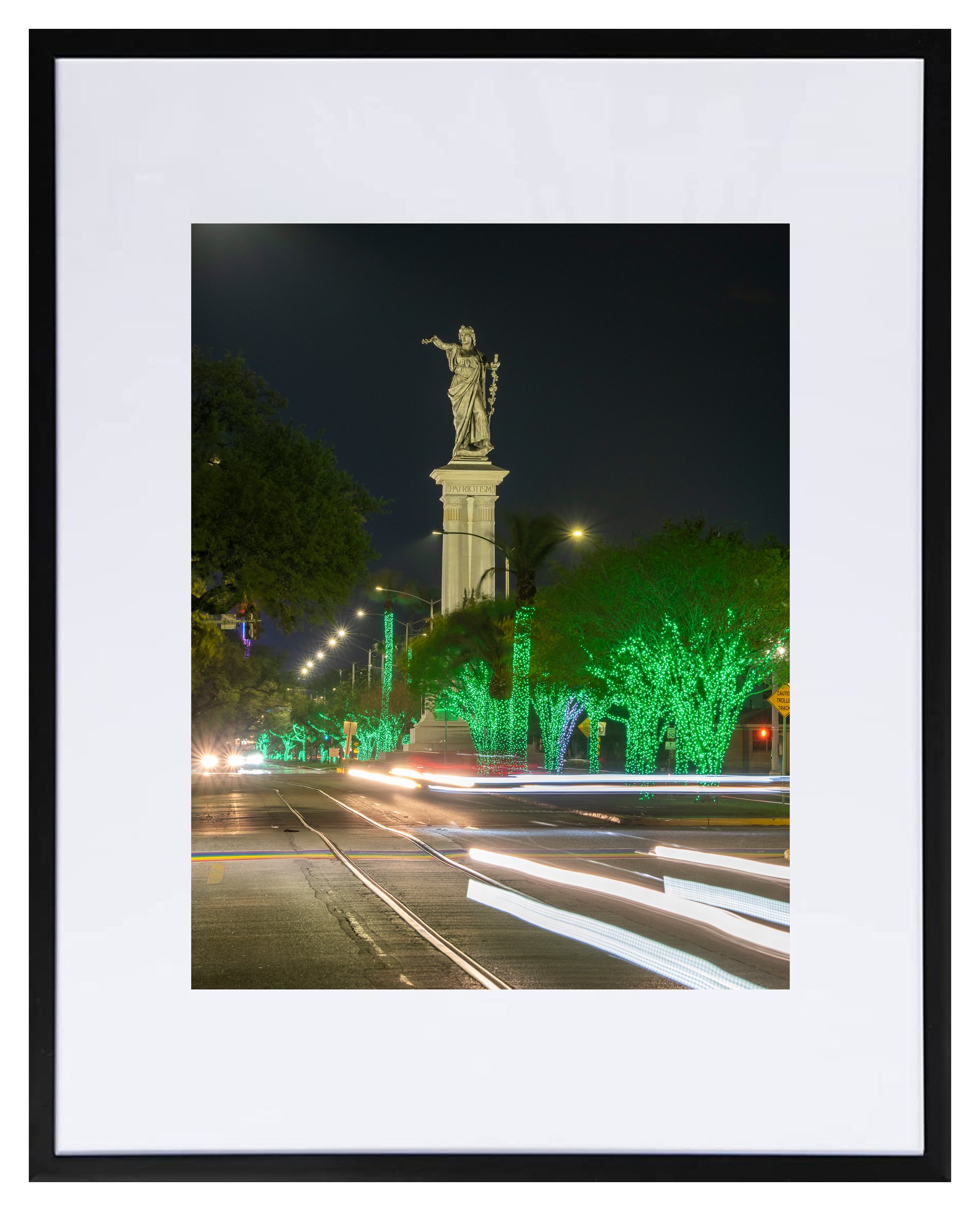 Galveston Island Texas Heroes Monument & 25th St Lights Framed Print - Free Shipping