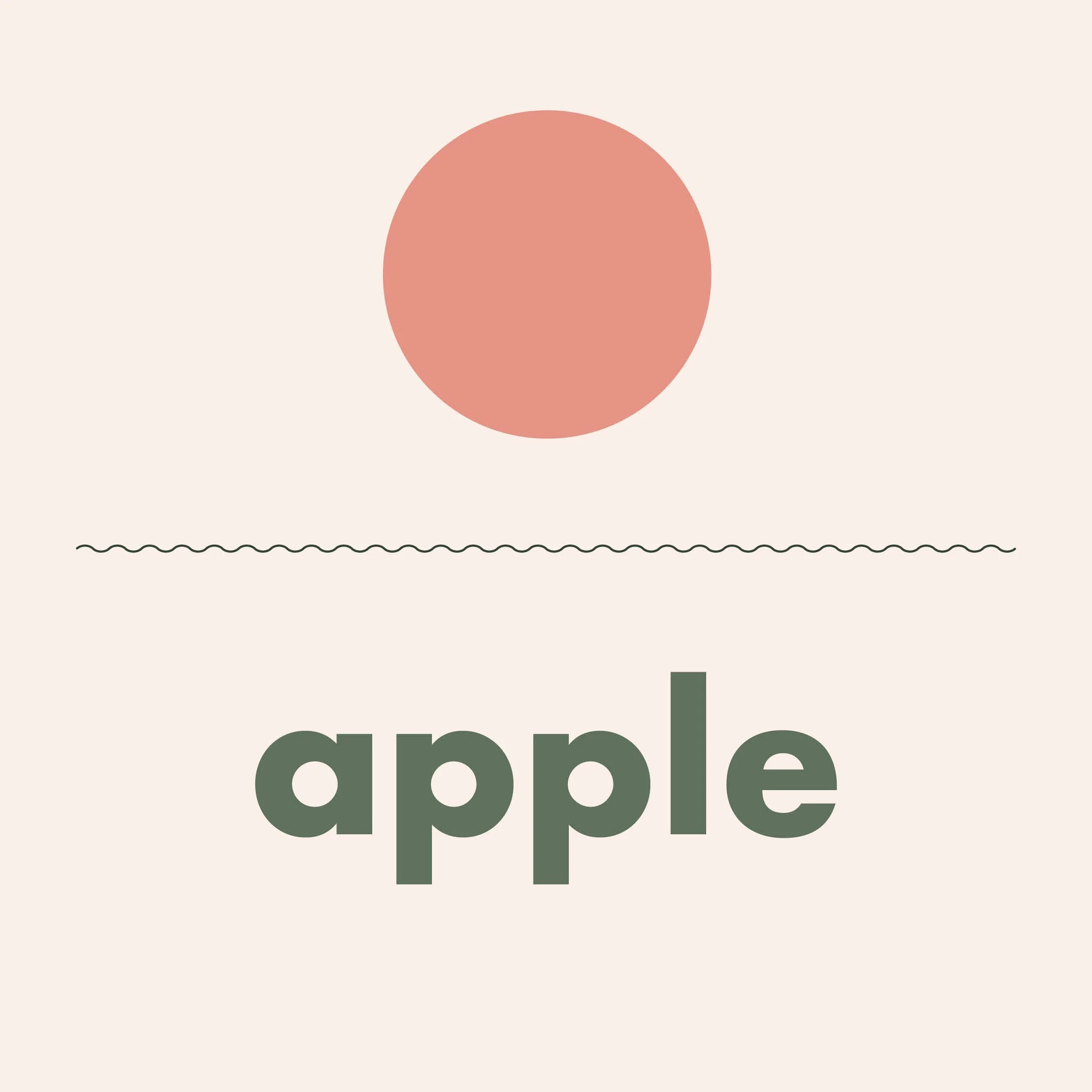 pink circle underlined with a squiggly line. under the circle it says the word apple