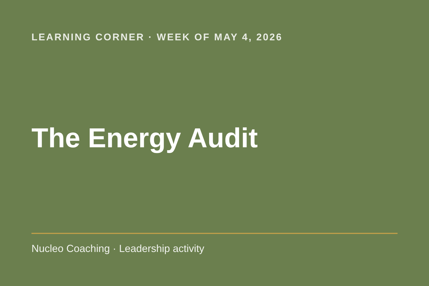 Learning Corner: The Energy Audit