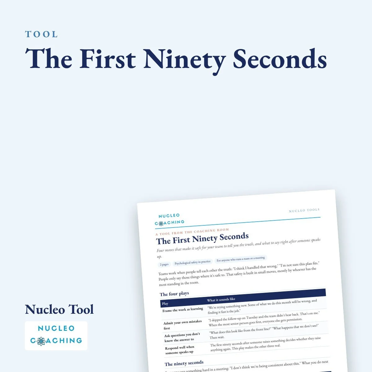 The First Ninety Seconds