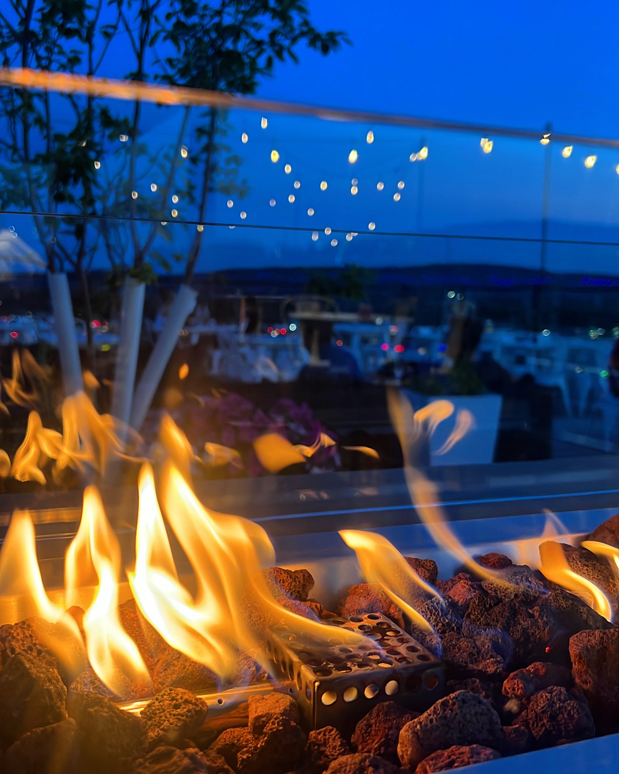 Cozy fire with view of Rib Mountain
