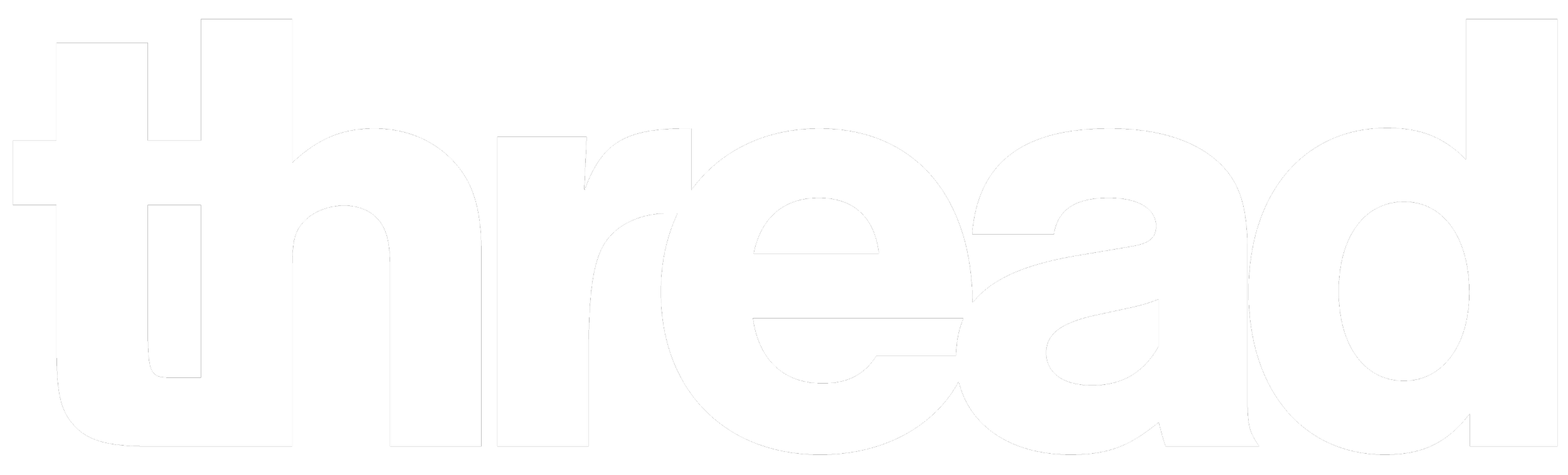 Bold white text on a black background spelling 'threer'.