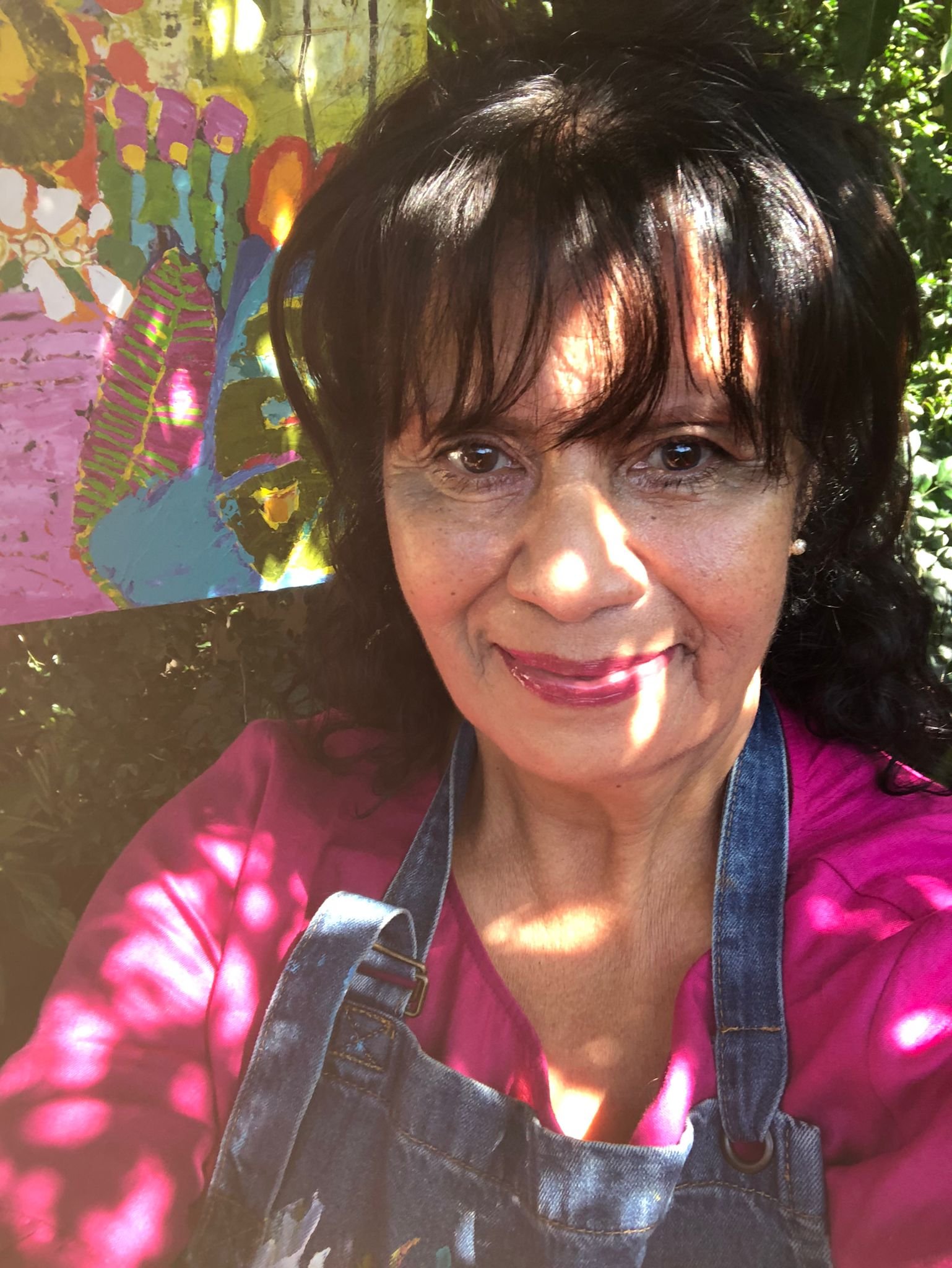 Art By Caron self portrait of Caron Dawes, Australian Abstract Expressionist Artist