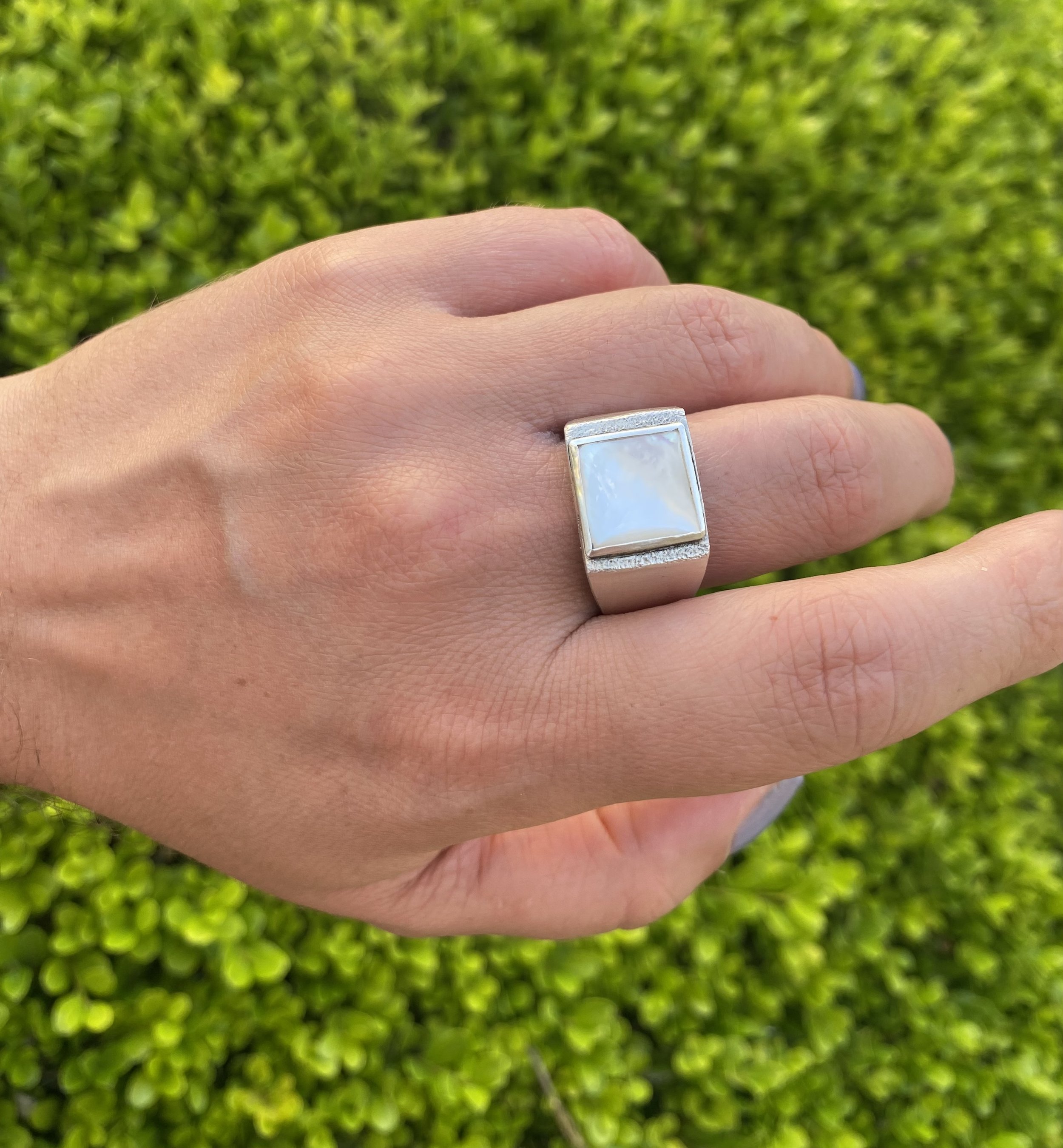 Mother of Pearl Signet Ring