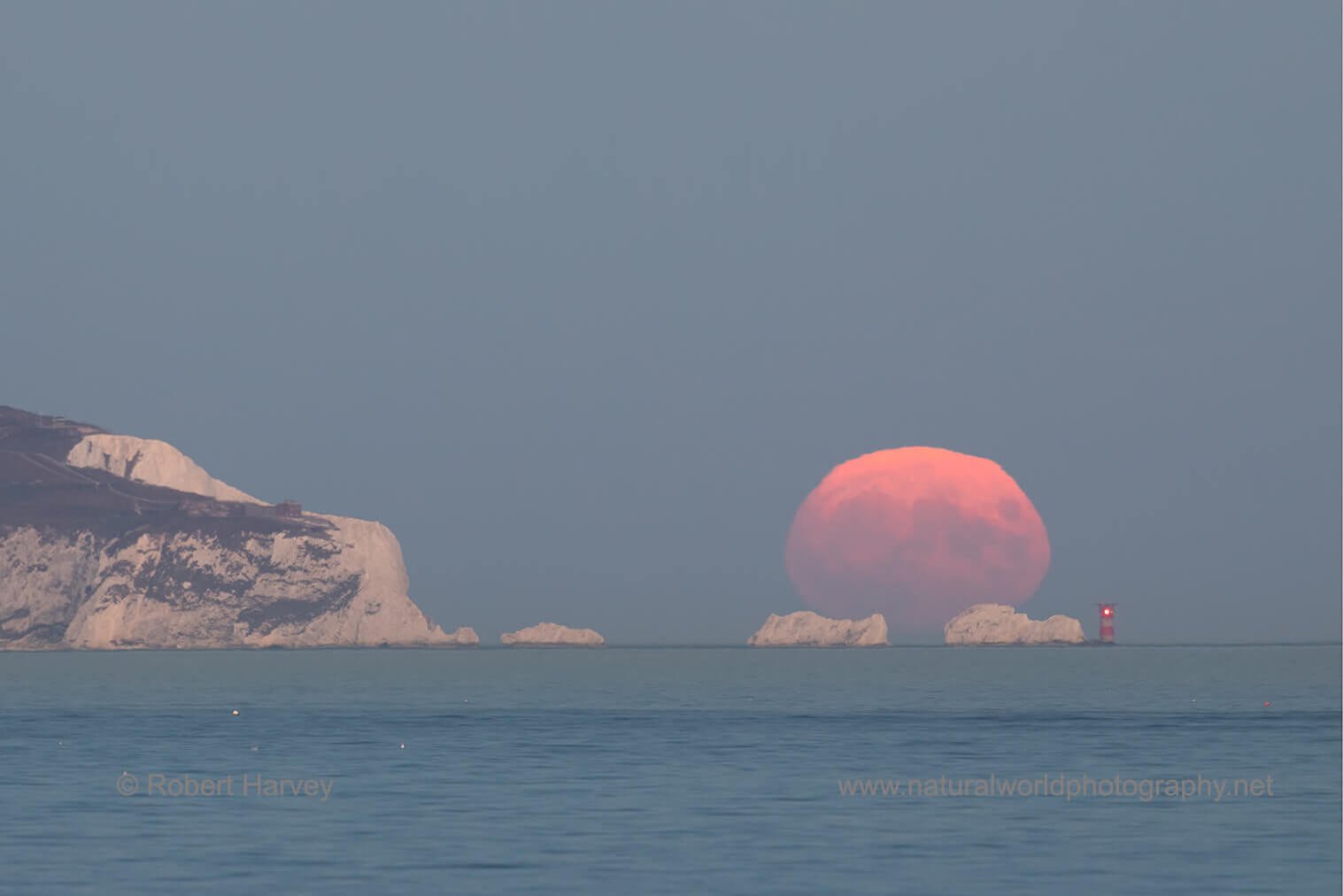 Full Moon rising over The Needles, Isle of Wight