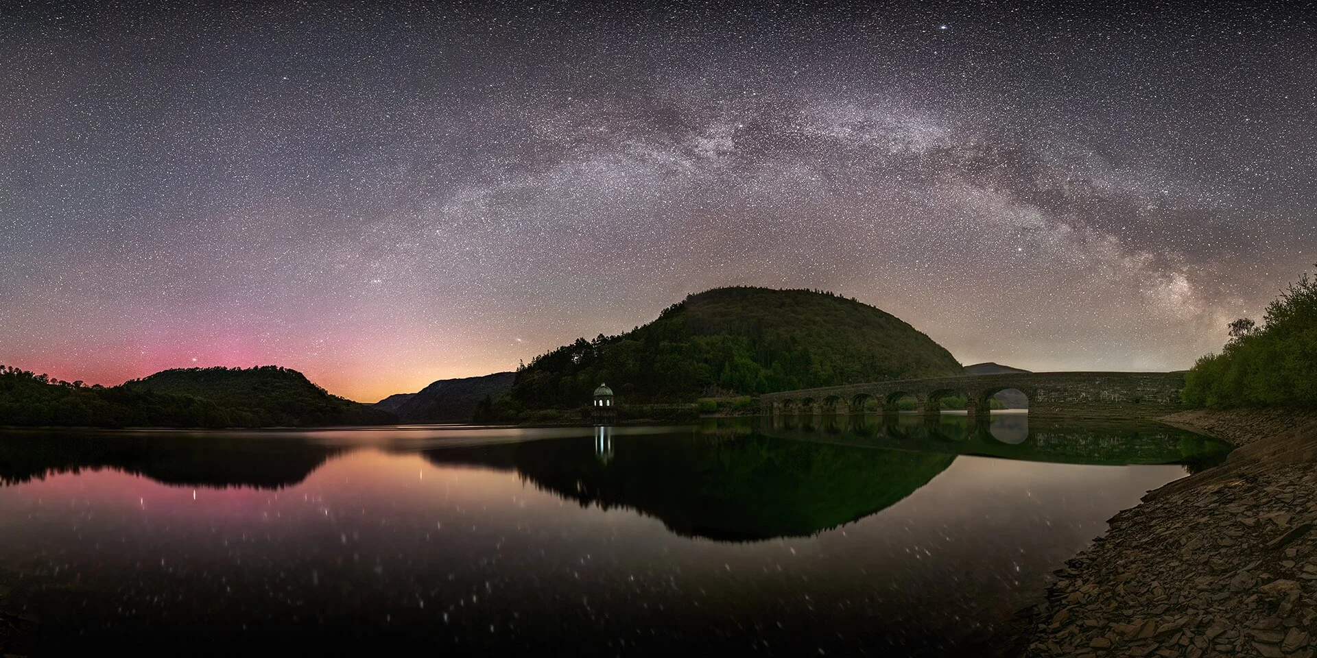 HC Milky Way and Aurora, Elan Valley by Robert Harvey