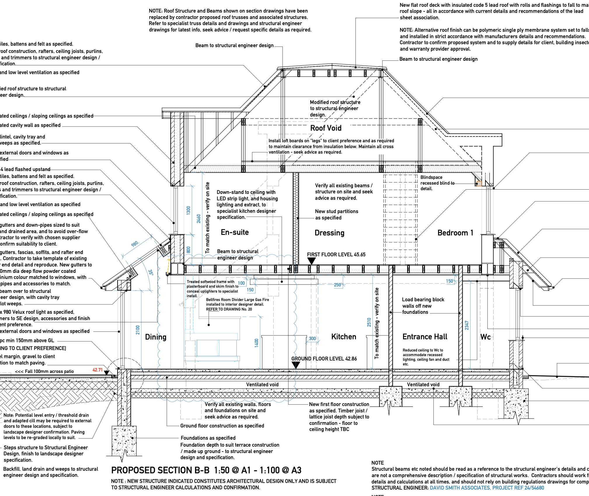 Hampton Architecture Building Regulations Drawing - Extension Cross Section