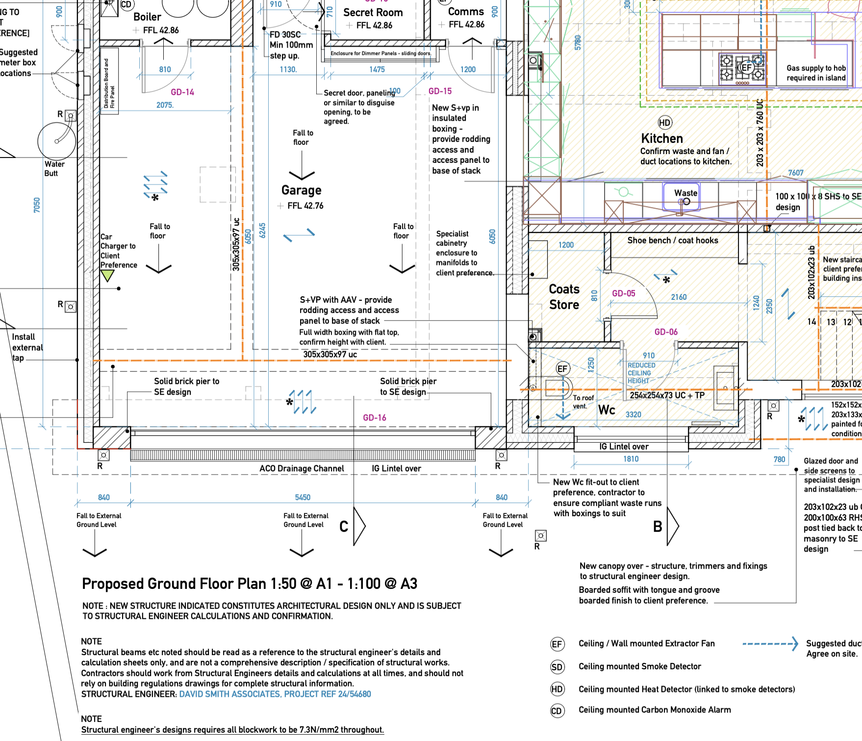 Hampton Architecture Building Regulations Drawing - Extension Ground Floor  Plan