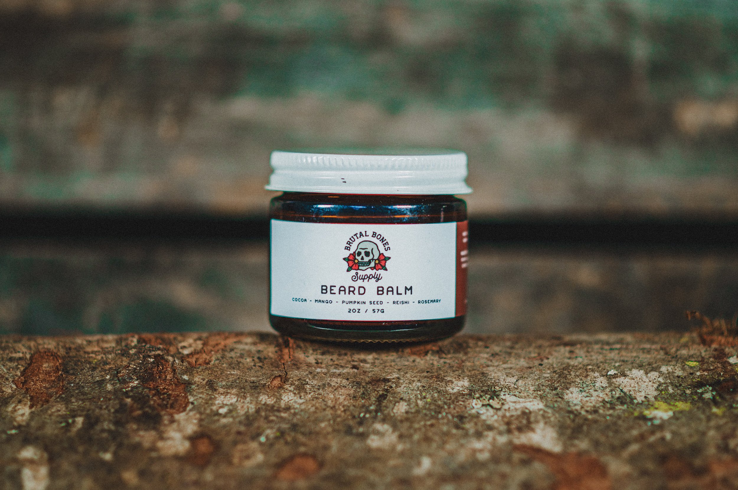 Natural beard balm with organic butters, natural waxes, essential oils and NO preservatives.