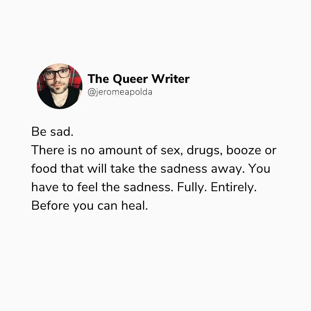 ⬇️Quick story:
I have tried everything not to feel, short of hard drugs. 
The overwhelmingness of the sadness is so much so at times that I can spend entire evening crying in bed and not knowing why I am crying. It is a deep sorrow that I had buried 