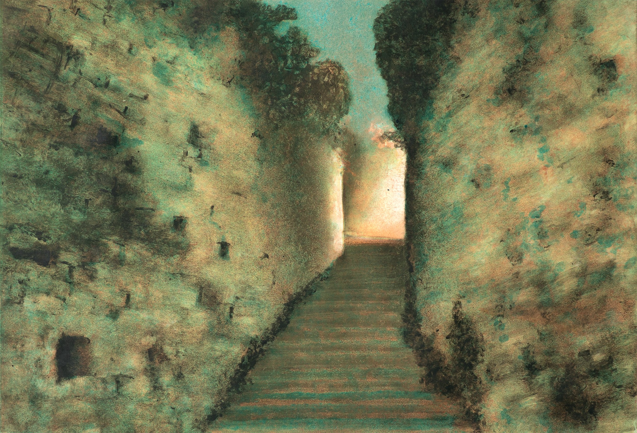Colleen Blackard, 'Behind the Fountain', 2025, Monotype on Paper, 45 x 66cm