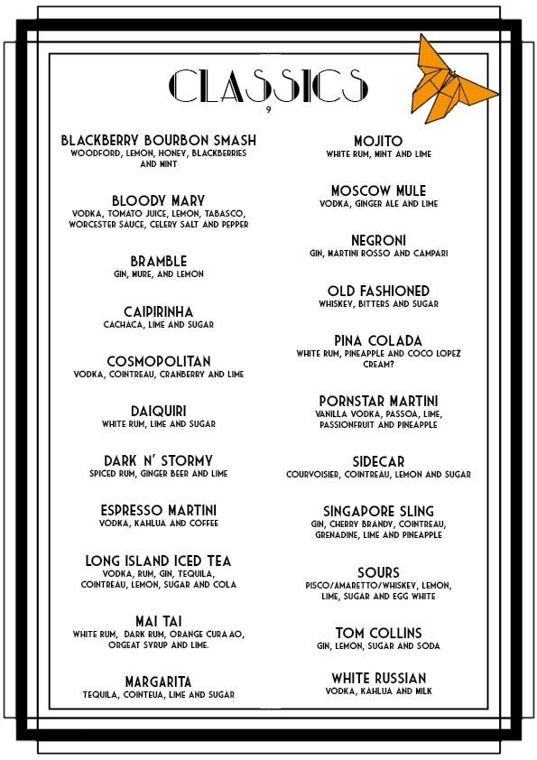 Cocktail Menu — The Glass Jar Margate