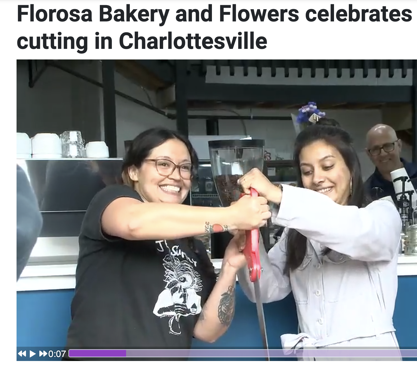 CHARLOTTESVILLE, Va. (WVIR) - Florosa Bakery celebrated a ribbon cutting Tuesday after opening its shared space with Jbird Coffee. Martin is blending her family’s Nicaraguan roots, local ingredients and fine-dining technique into every batch.