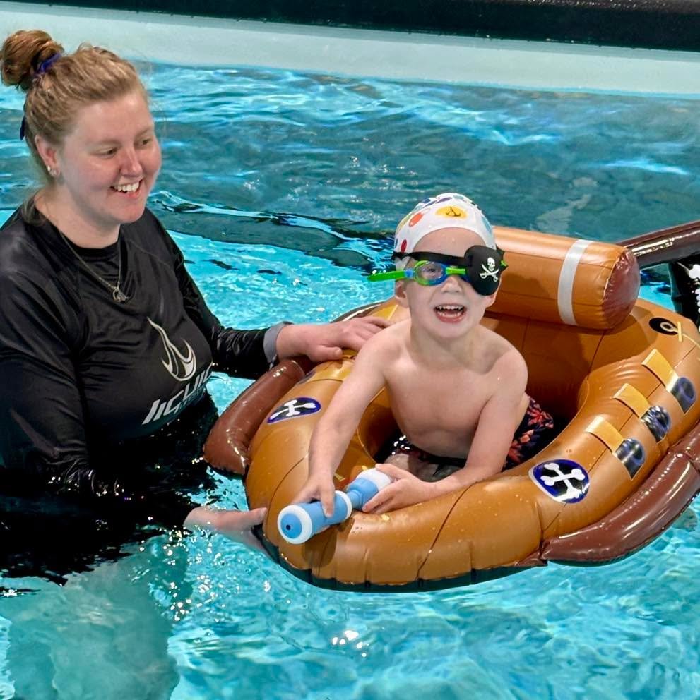 Ahoy, mateys! 🏴&zwj;☠️

Pirate Week has officially set sail&mdash;and we&rsquo;re kicking things off with one brave buccaneer drifting the high seas in his trusty pirate ship raft! ⚓🛶

He&rsquo;s learning that the water is a fun, magical place to b