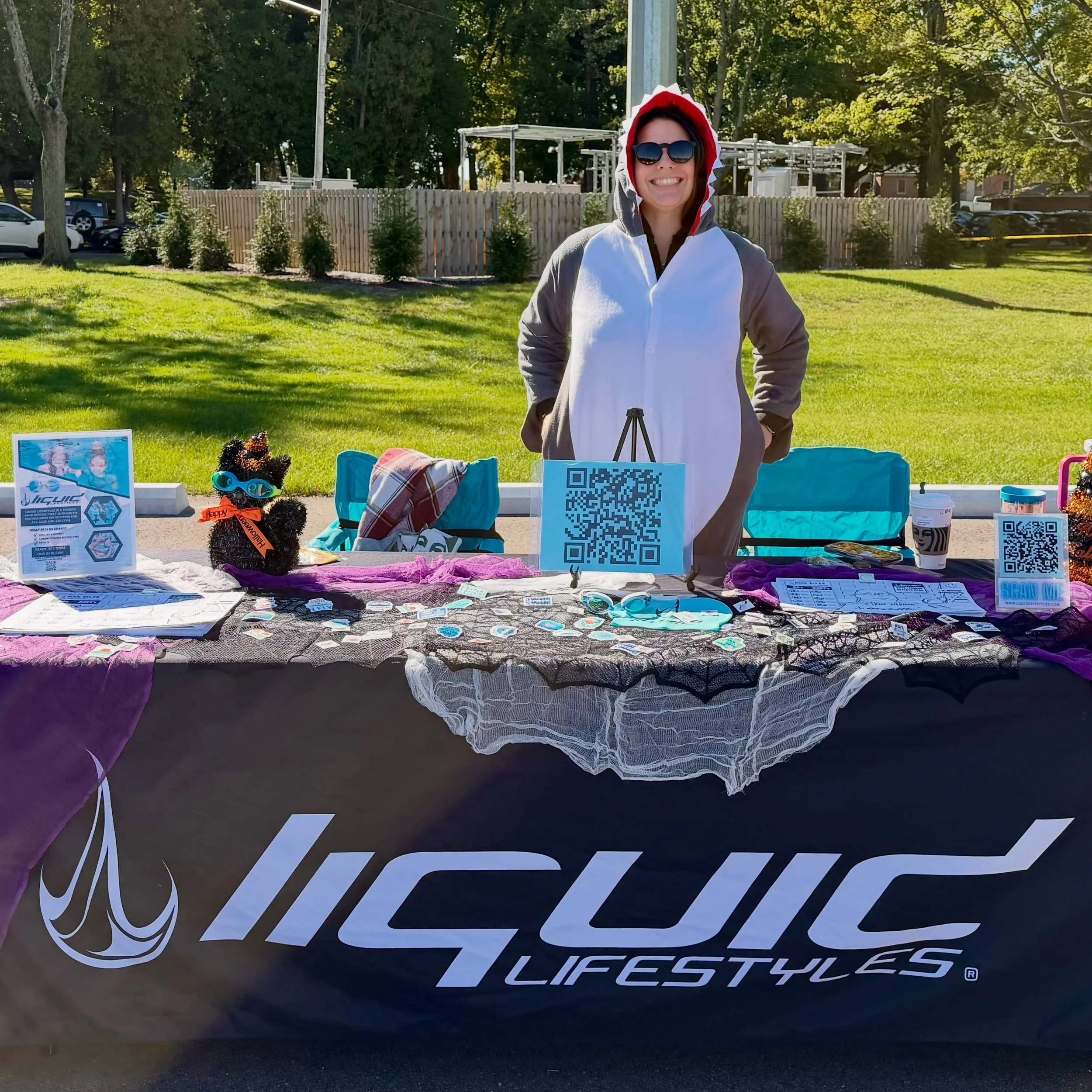 We&rsquo;re having such a great afternoon at The Cleveland Moms Halloween Spooktacular in North Olmsted! Coach Monica is dressed for the occasion 🦈 and having a blast meeting all the adorable little ghosts, goblins, superheroes, and princesses. 🎃👻