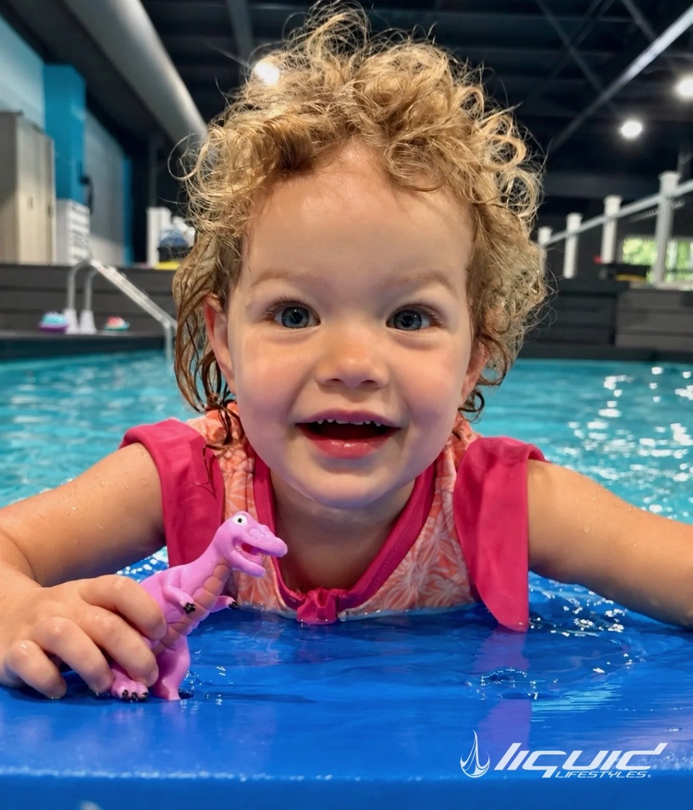 How well can a T-Rex swim? We&rsquo;re not entirely sure. 😂
But this trusty sidekick goes along for ALL the adventures! 💜🦖💦

#LiquidLifestyles #HappySwimmers #SwimLessons