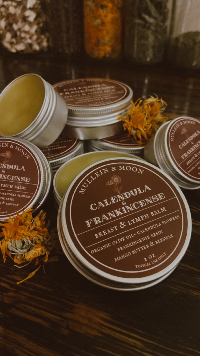 Calendula and frankincense breast and lymph balm for soothing, nourishing, and supporting lymphatic health