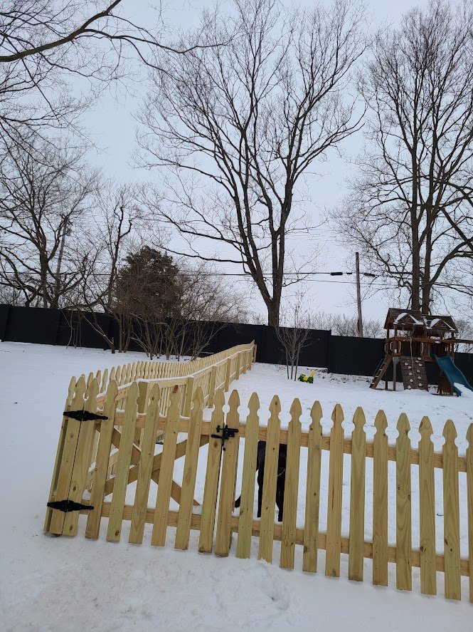 4' gothic picket fence and gates