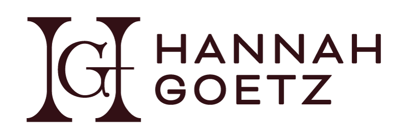 Logo with stylized 'H' and 'G' initials, and the text 'HANNAH GOETZ' to the right.