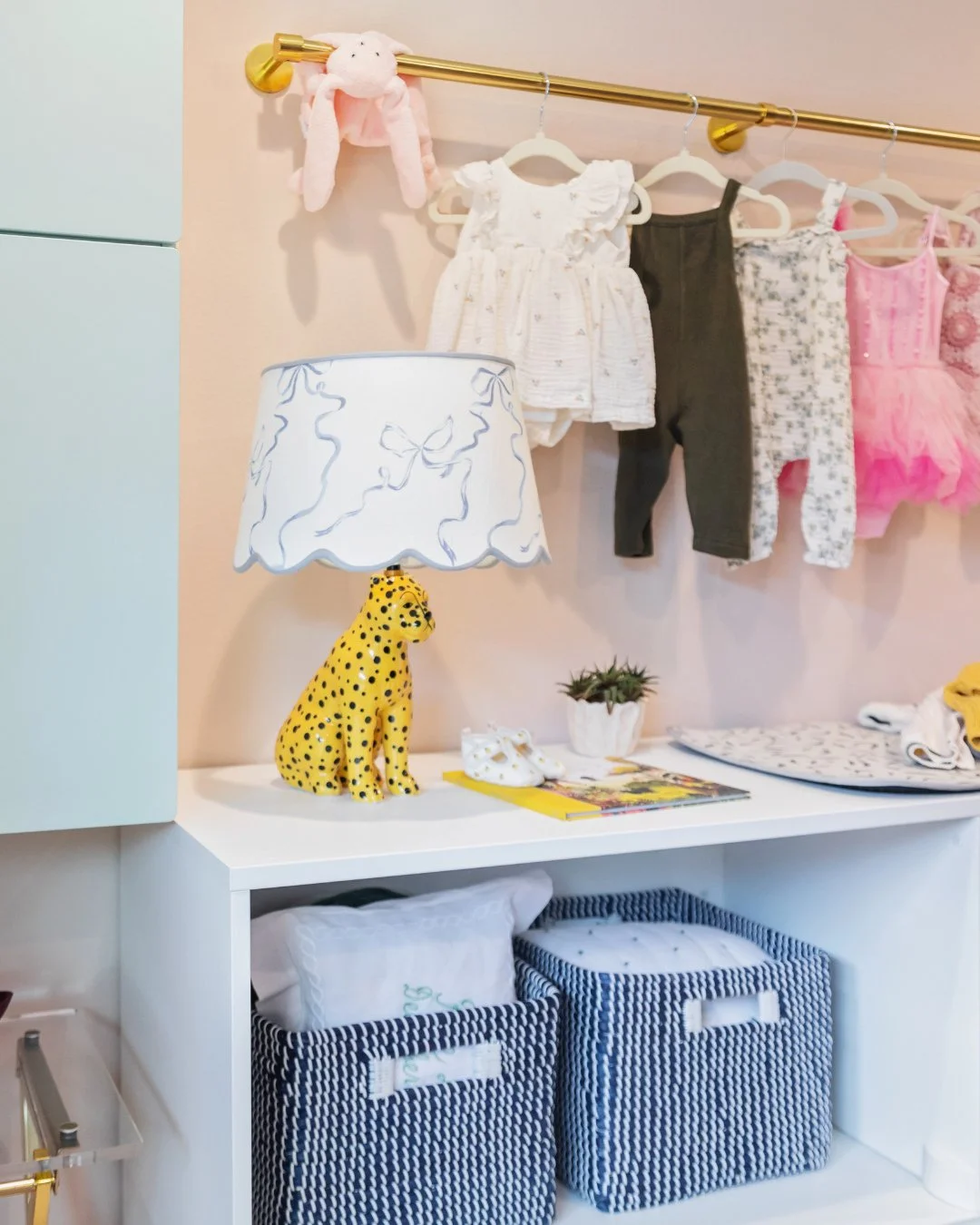 Who says playrooms can&rsquo;t be stylish? ✨ Your playroom should feel fun without sacrificing design!⁠
⁠
A statement piece makes all the difference. 🐆 This cheetah lamp with a pop of blue adds personality while keeping the space playful and chic.⁠

