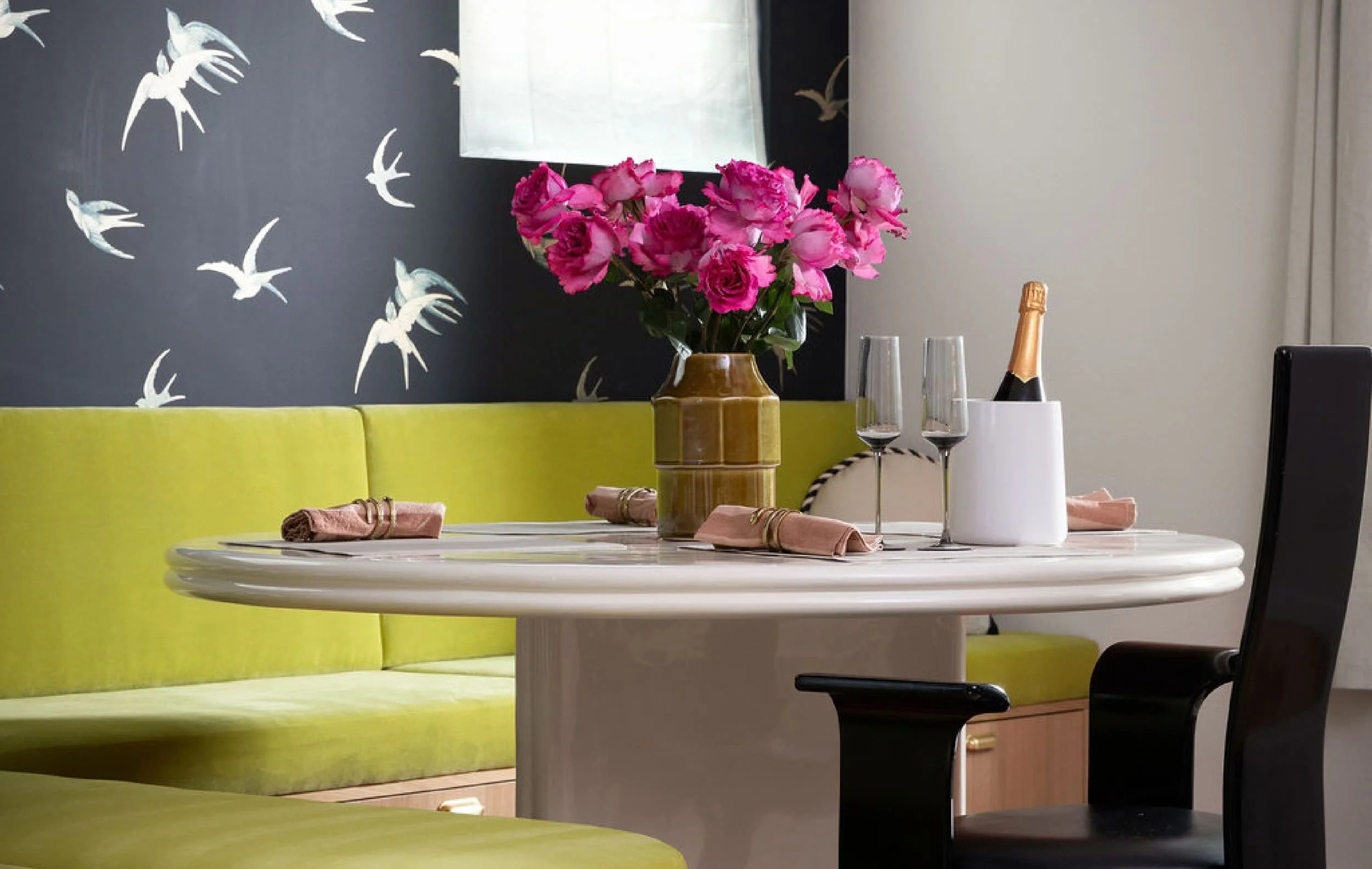 Virtual interior design of a kitchen nook by Hannah Goetz