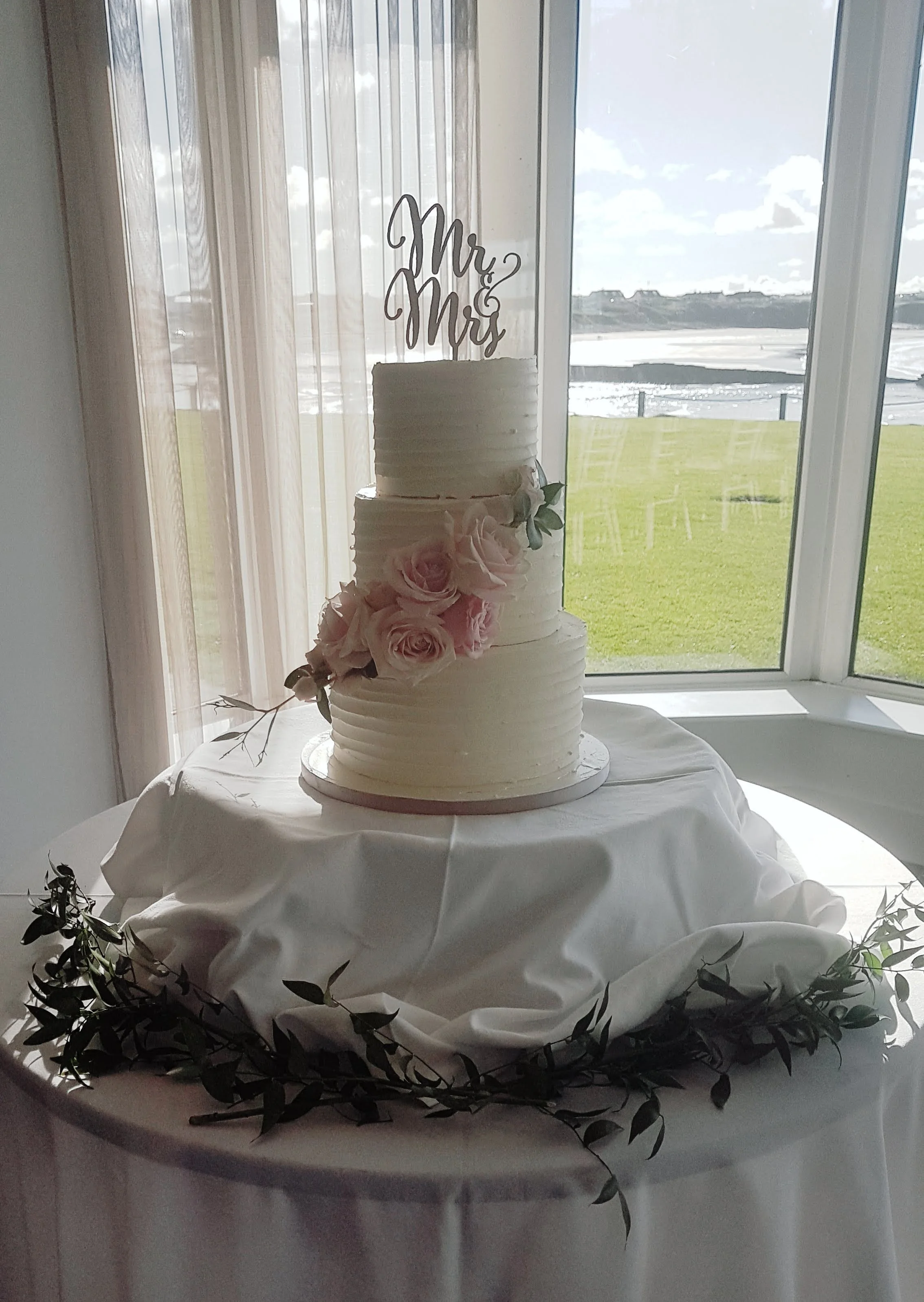 Buttercream Wedding Cake with Fresh Flowers