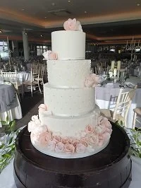 Four Tier Wedding Cake, Sugar Flowers Wedding Cake, Royal Icing, Hand Piped Design Cake, 