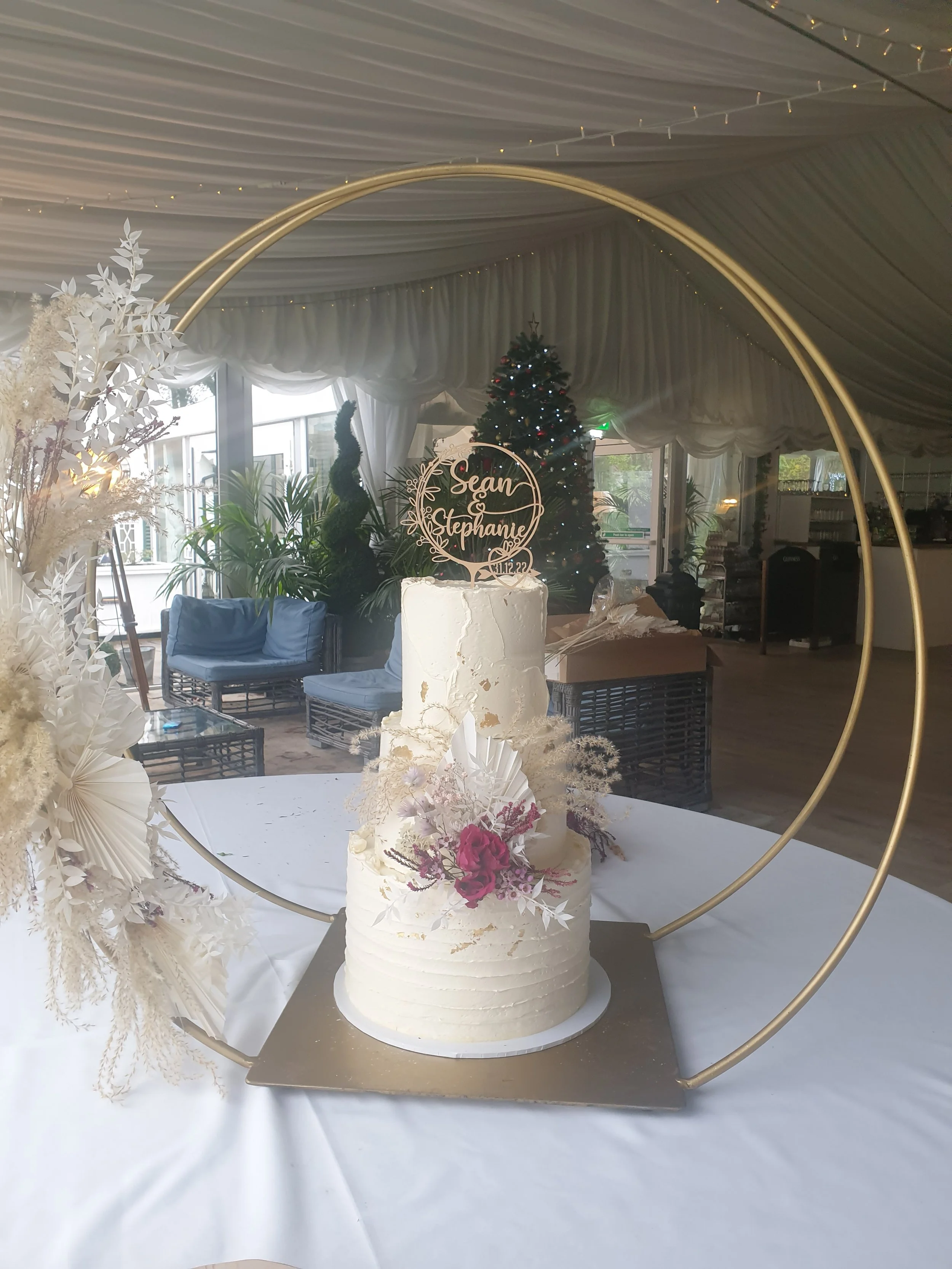 Buttercream Wedding Cake, Dried Flower Wedding Cake