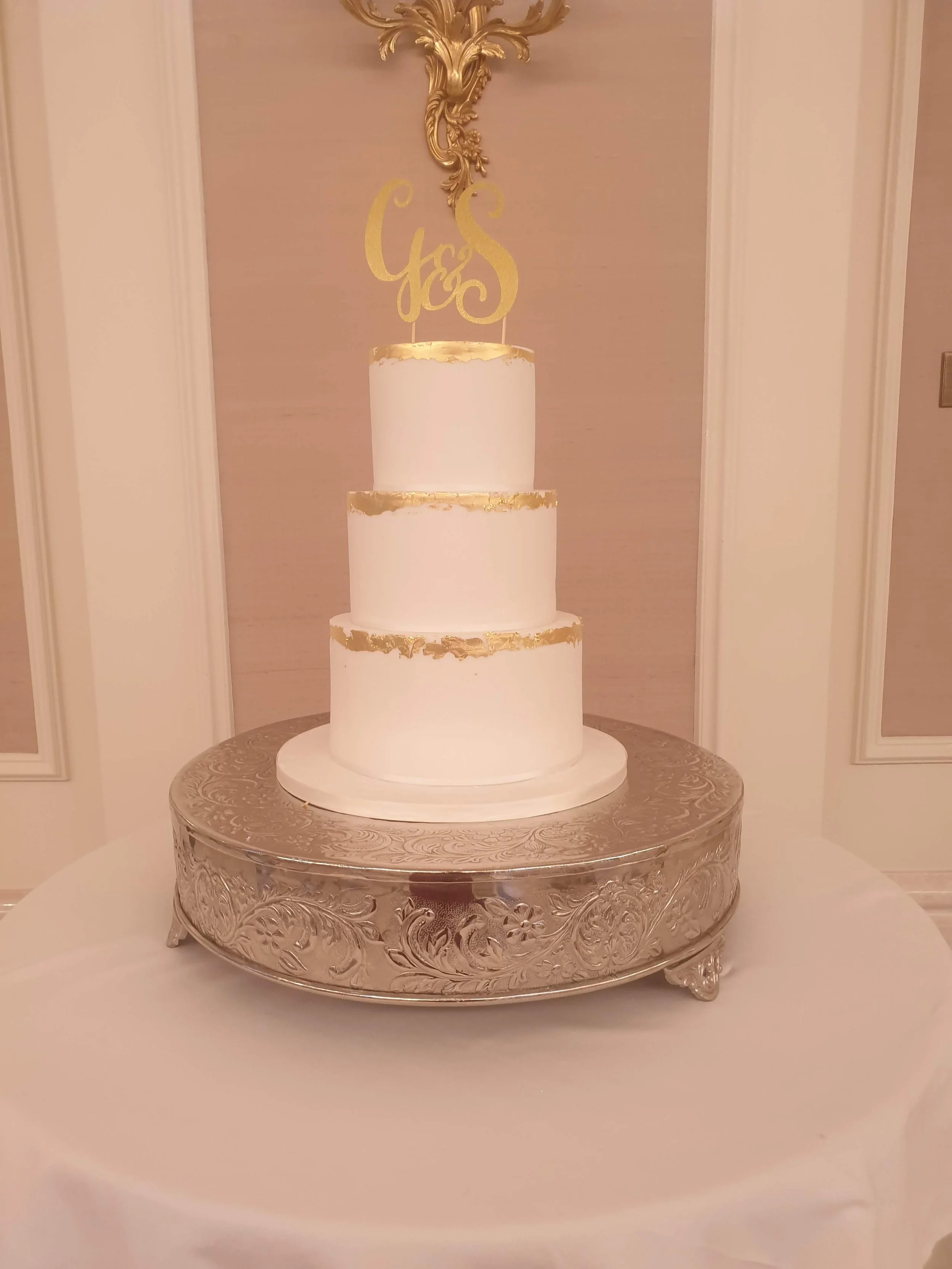 Fondant and Gold Leaf Wedding Cake