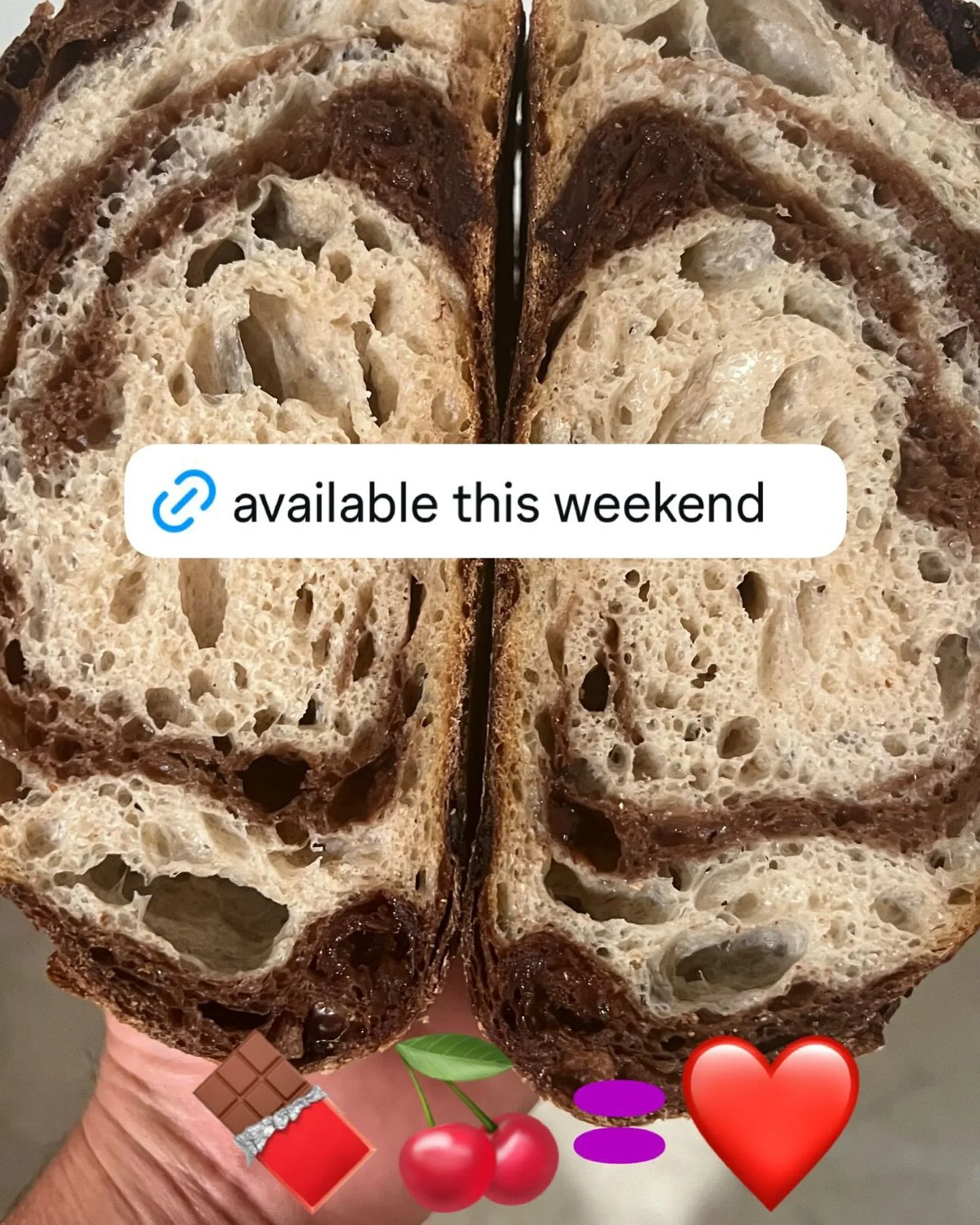 Chocolate cherry sourdough!
Dark rich cocoa, bittersweet chocolate chunks 🍫 and dried tart cherries 🍒 

Order online for convenient porch pickup in 
S Land Park link in bio 
#andybakesbread #chocolate #sourdough #organicingredients #realbread #cott